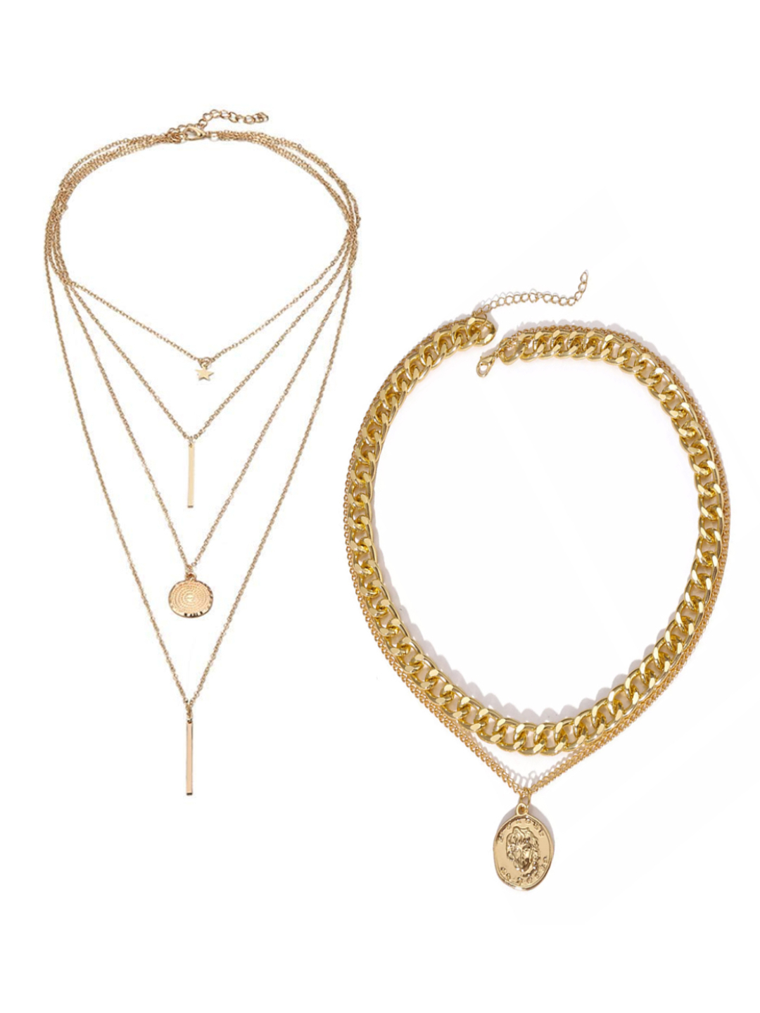 YouBella Jewellery Stylish Combo of Two Necklace Chains for Women and Girls (Style 5)