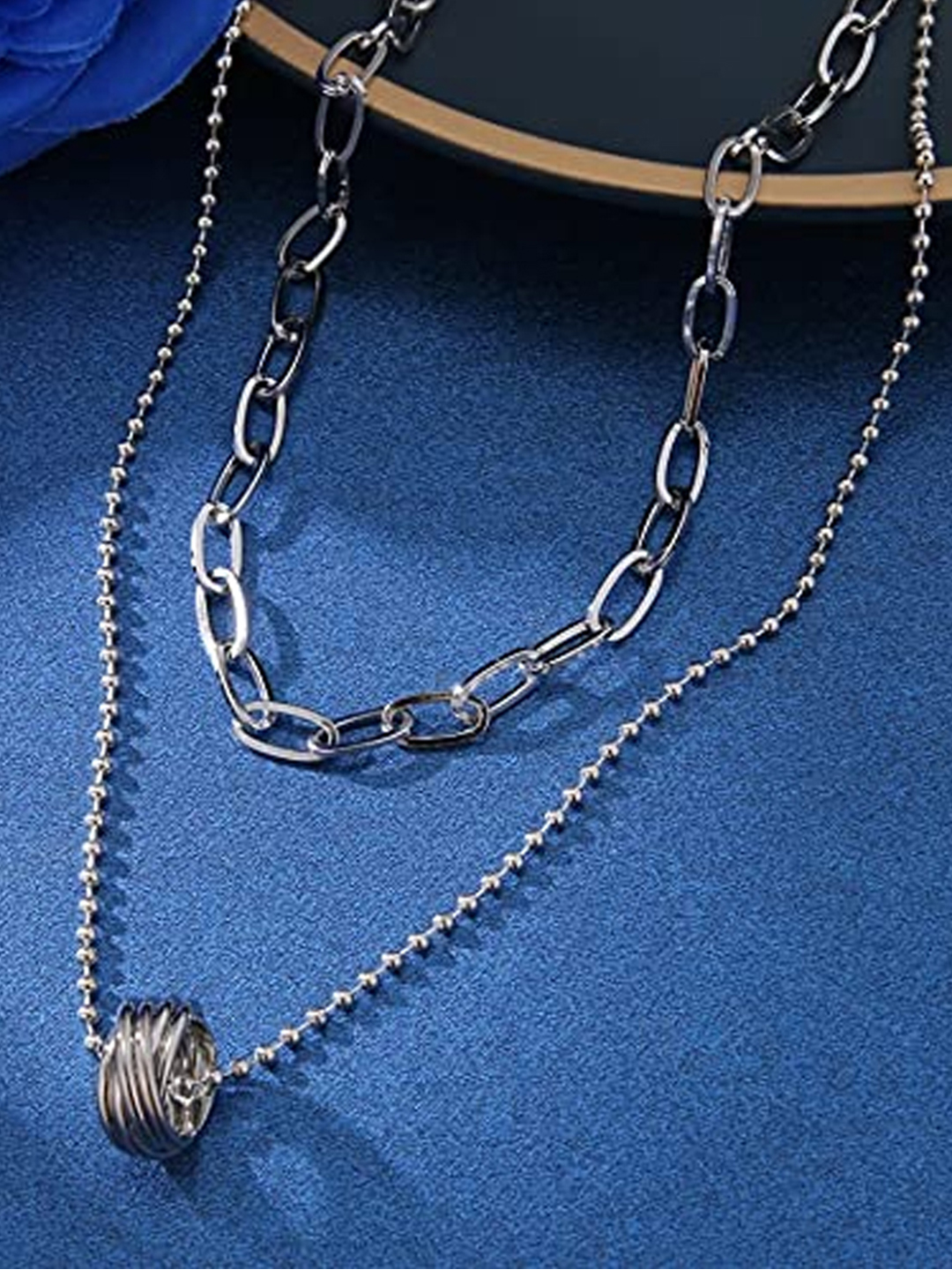 YouBella Jewellery for Women Stylish Pendant Necklace for Women & Girls (Silver) (YBNK_5971)