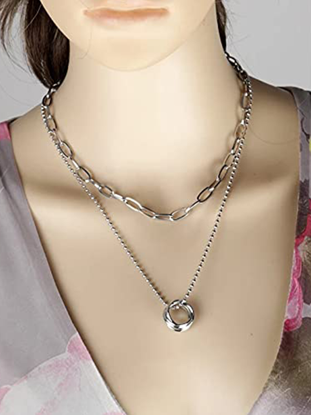 YouBella Jewellery for Women Stylish Pendant Necklace for Women & Girls (Silver) (YBNK_5971)