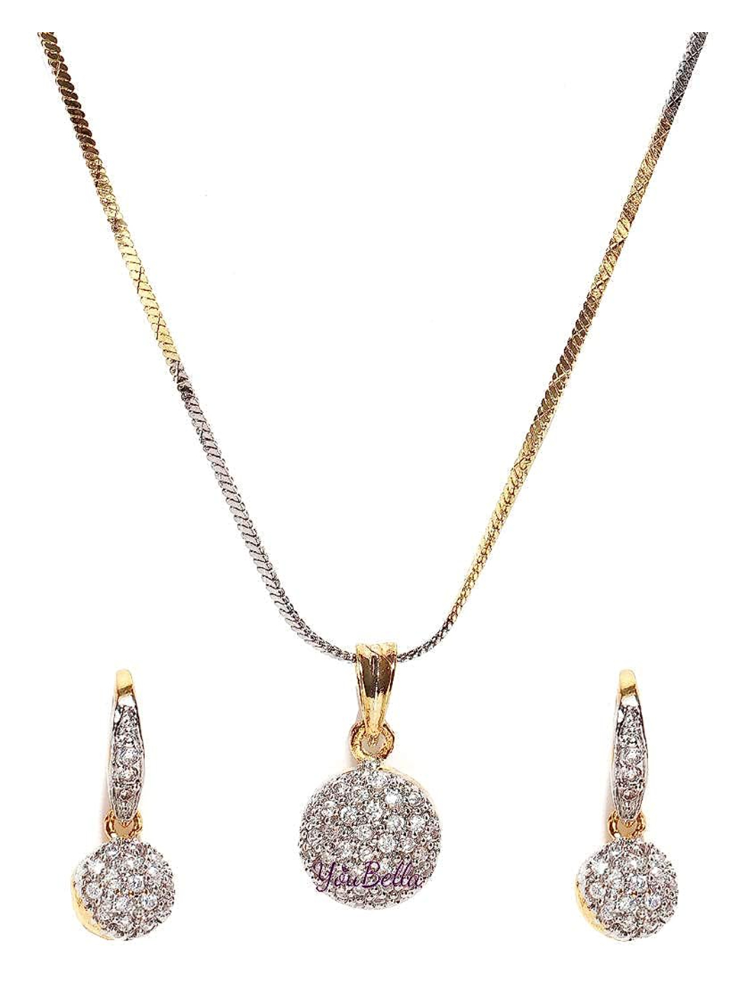 YouBella Women American Diamond Gold Plated Jewellery Pendant for Girls Fashion Pendant Set/Necklace Set with Earrings for Girls and Women : Best Rakhi Gift Jewellery