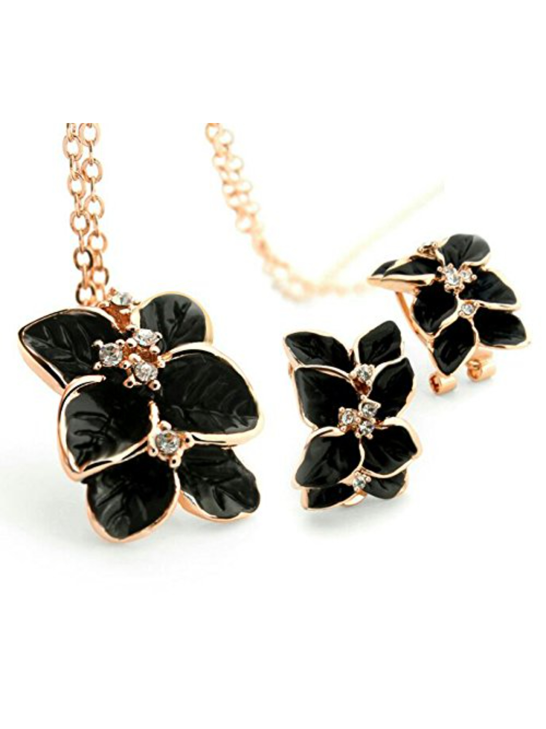 Youbella Jewellery Enamel And Gold Plated Pendant/ Necklace Set With Earrings For Girls And Women (Black)