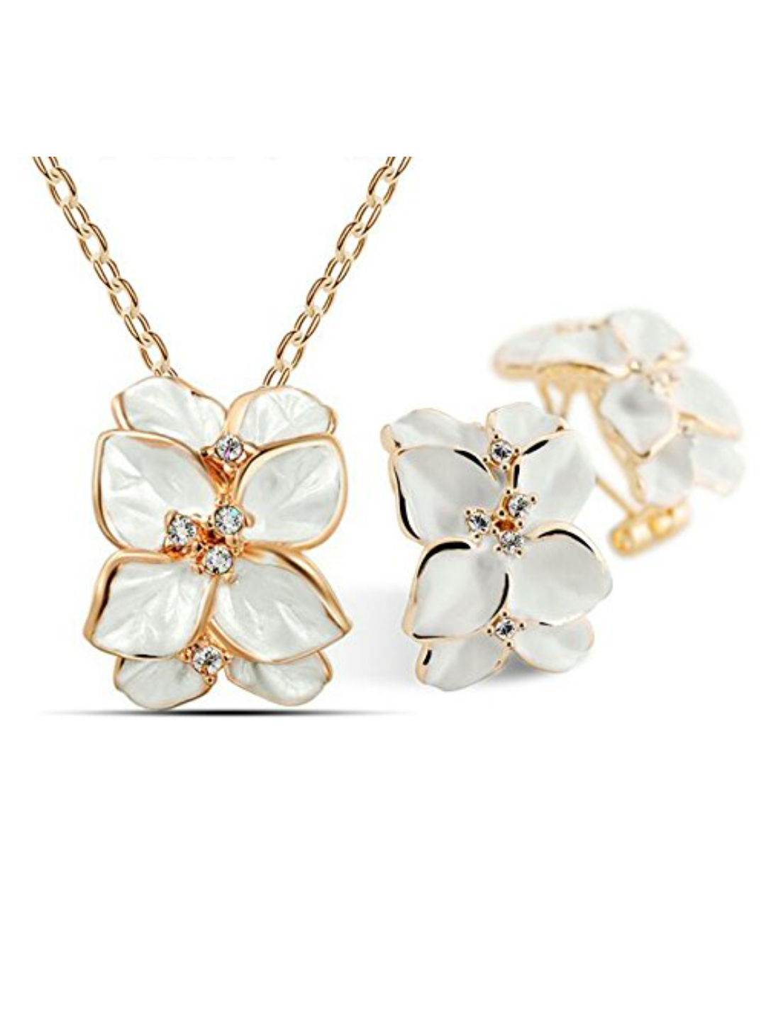 YouBella White  Gold-Toned Stone-Studded Enamelled Jewellery Set