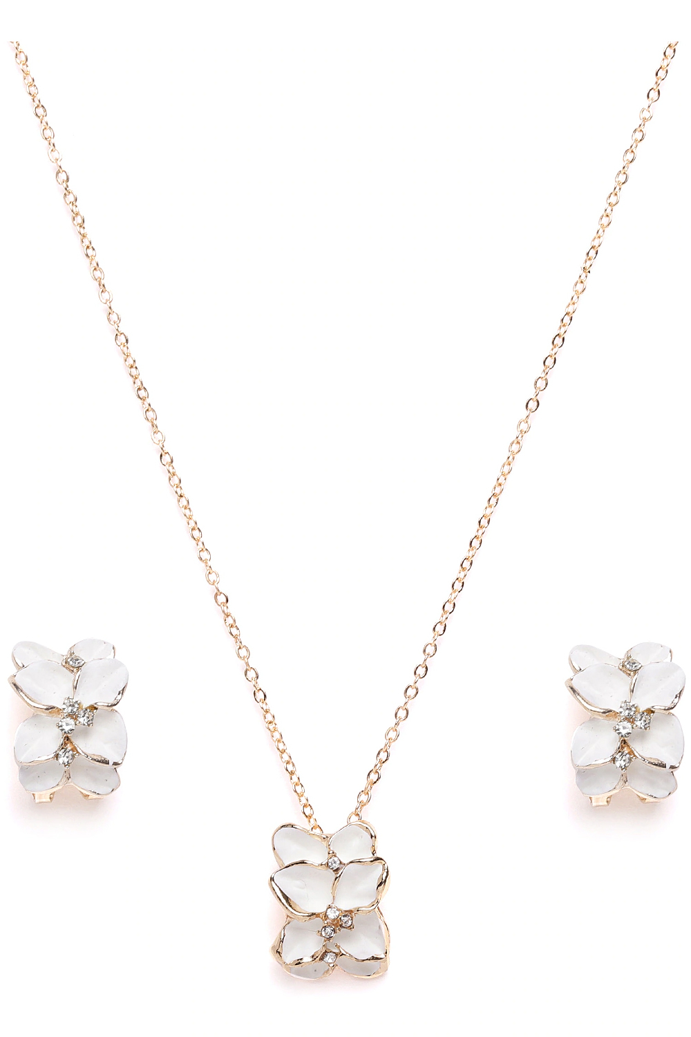 YouBella White  Gold-Toned Stone-Studded Enamelled Jewellery Set