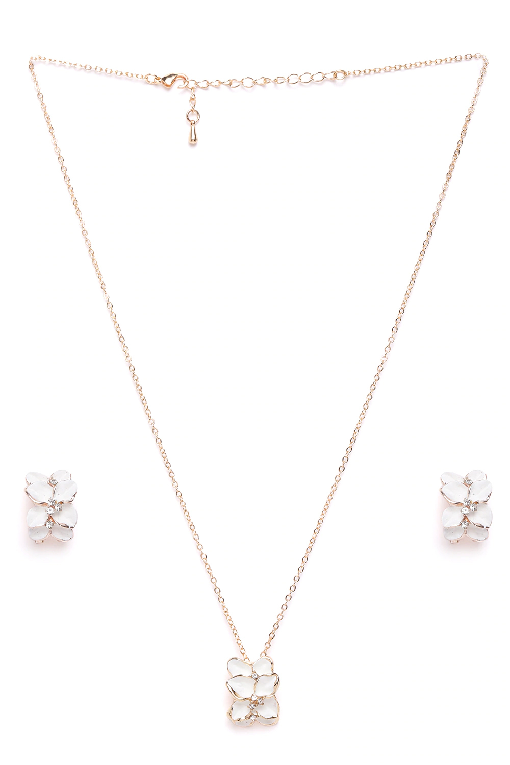 YouBella White  Gold-Toned Stone-Studded Enamelled Jewellery Set
