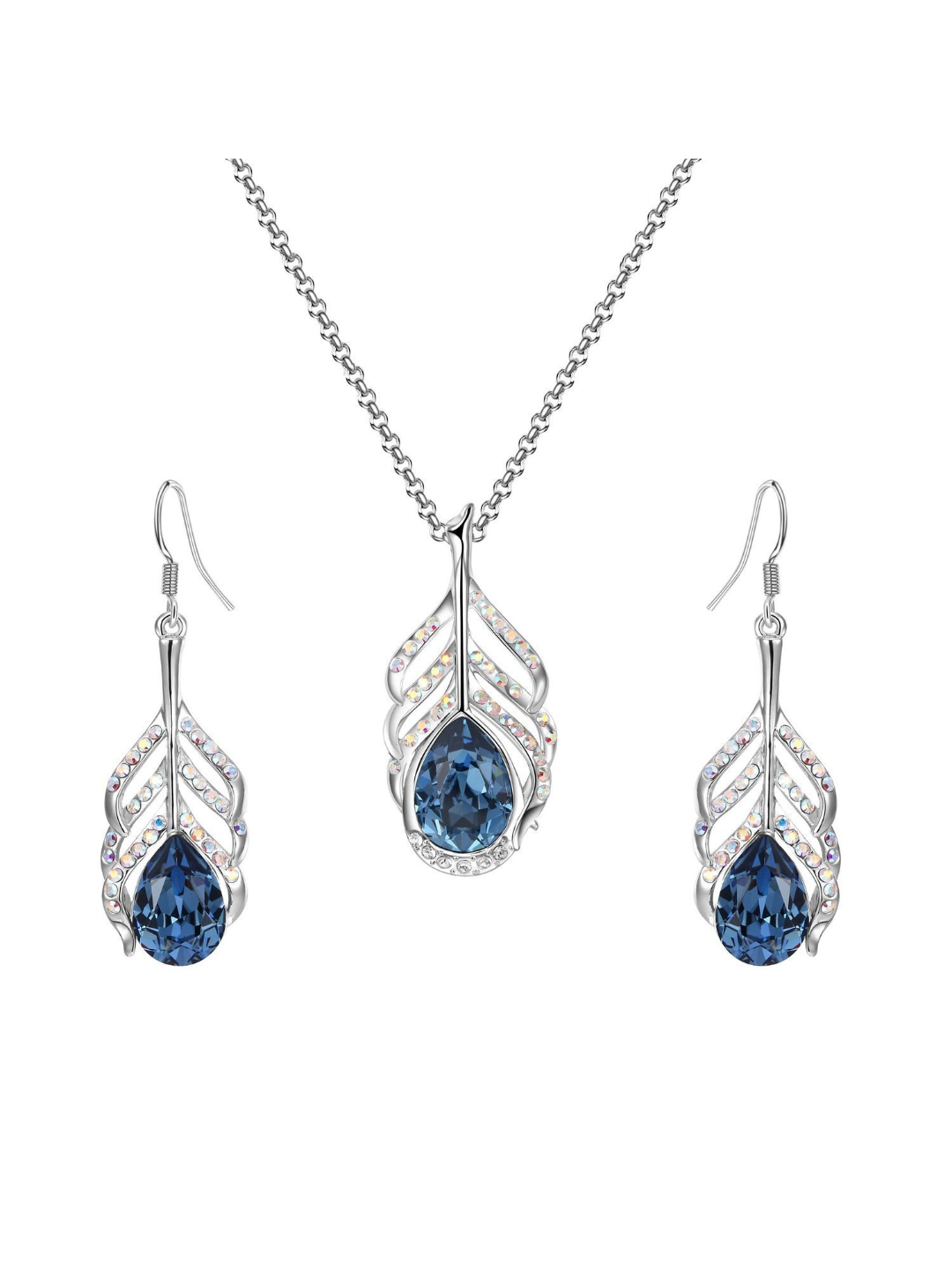 Valentine Gifts : YouBella Gracias Collection Lord Krishna Feather Crystal Jewellery Combo of Pendant Set/Necklace Set with Earrings for Girls and Women