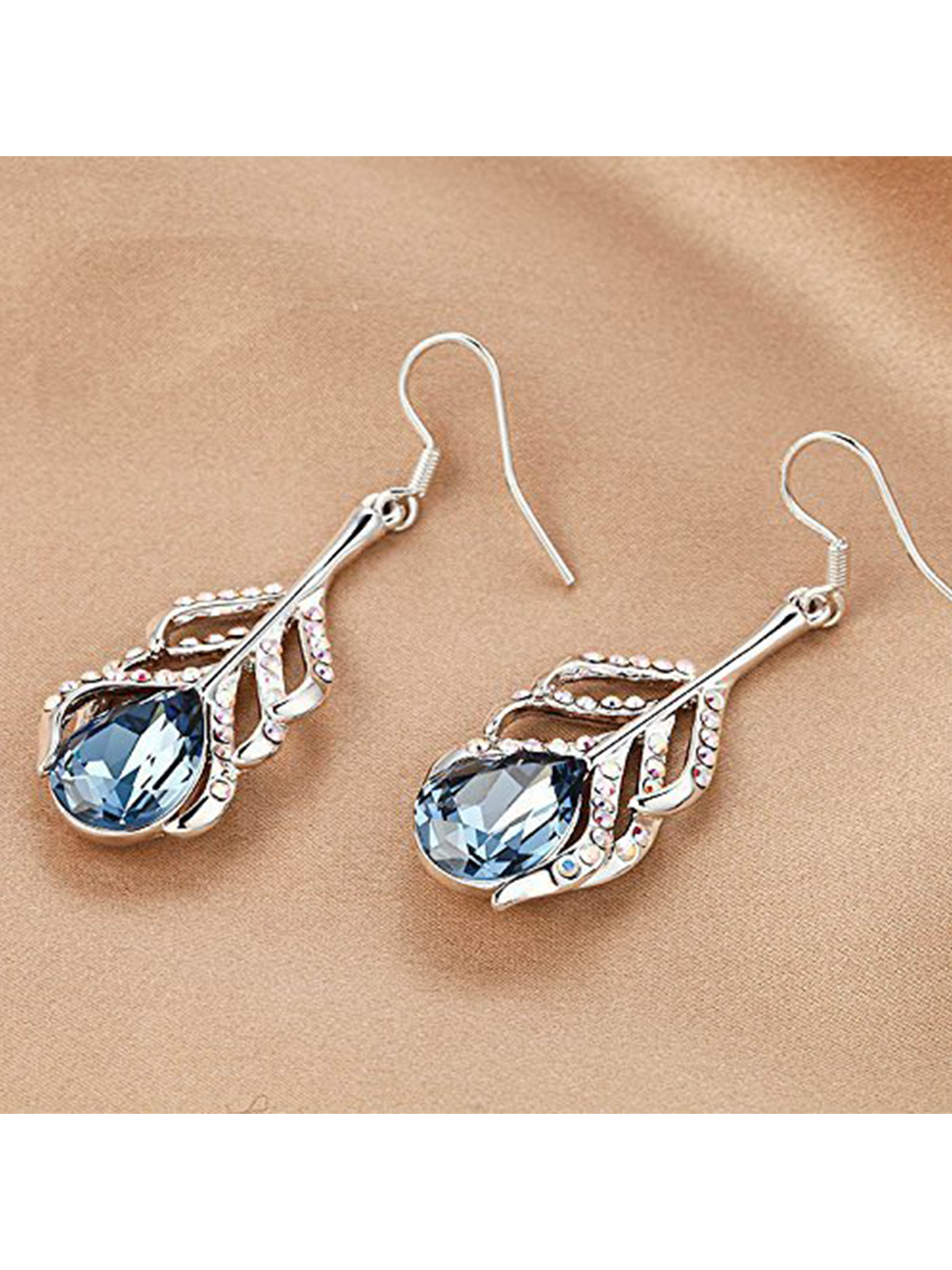 Valentine Gifts : YouBella Gracias Collection Lord Krishna Feather Crystal Jewellery Combo of Pendant Set/Necklace Set with Earrings for Girls and Women