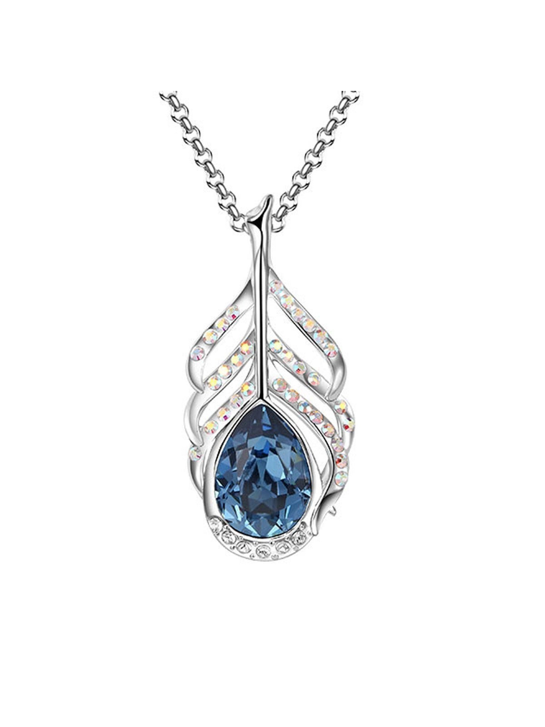 Valentine Gifts : YouBella Gracias Collection Lord Krishna Feather Crystal Jewellery Combo of Pendant Set/Necklace Set with Earrings for Girls and Women