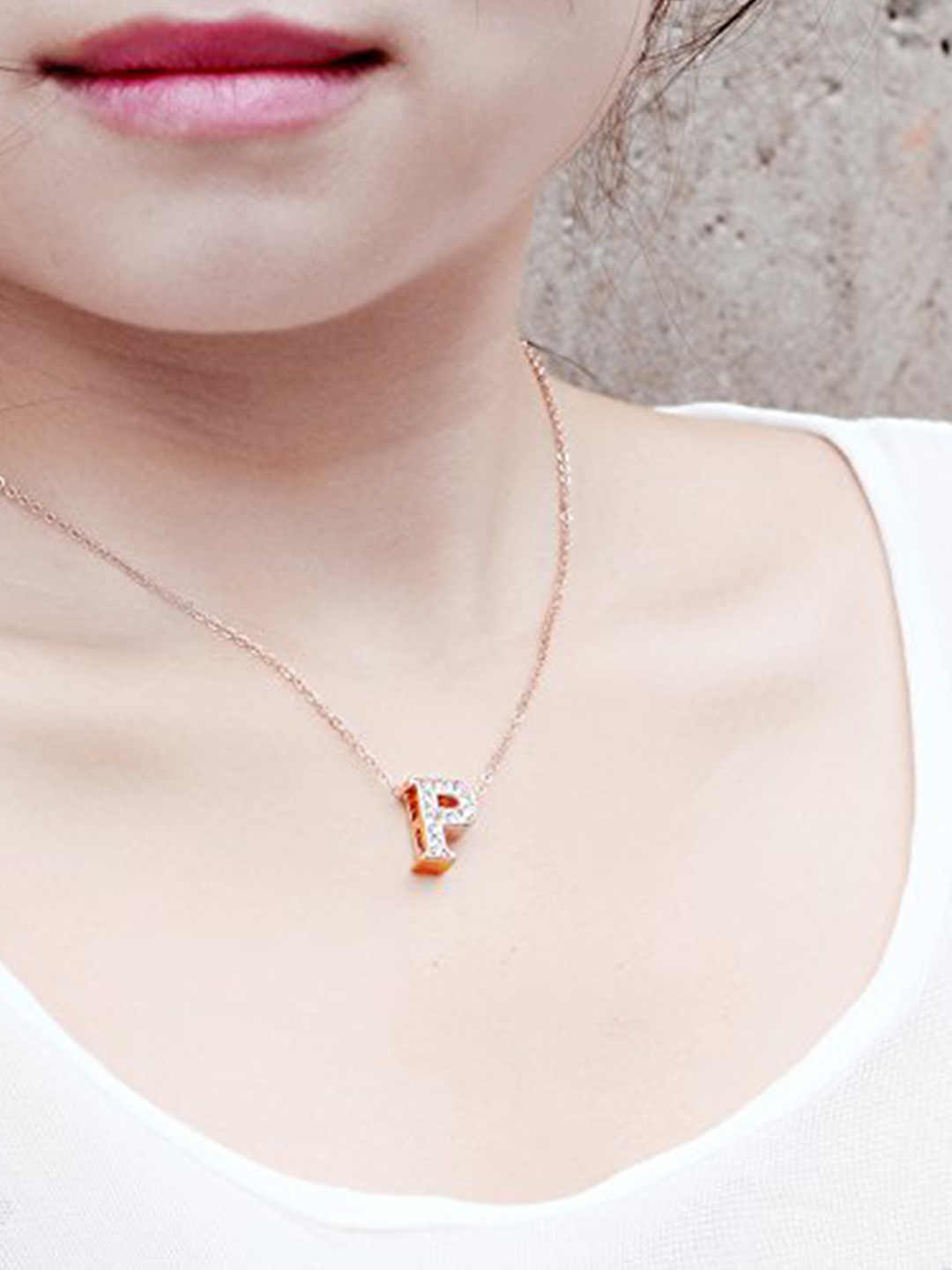 Valentine Gifts :YouBella Jewellery Alphabet Letter P Unisex Pendant/Necklace for Women/Girls/Boys/Men (Gold)