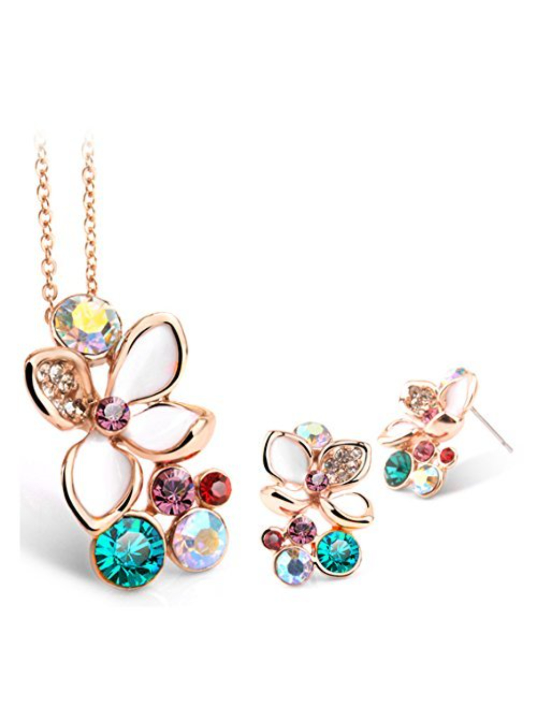 Valentine Gifts : YouBella Jewellery Valentine Collection Pendant Necklace Set with Fancy Earrings for Girls and Women (Multi-Color)