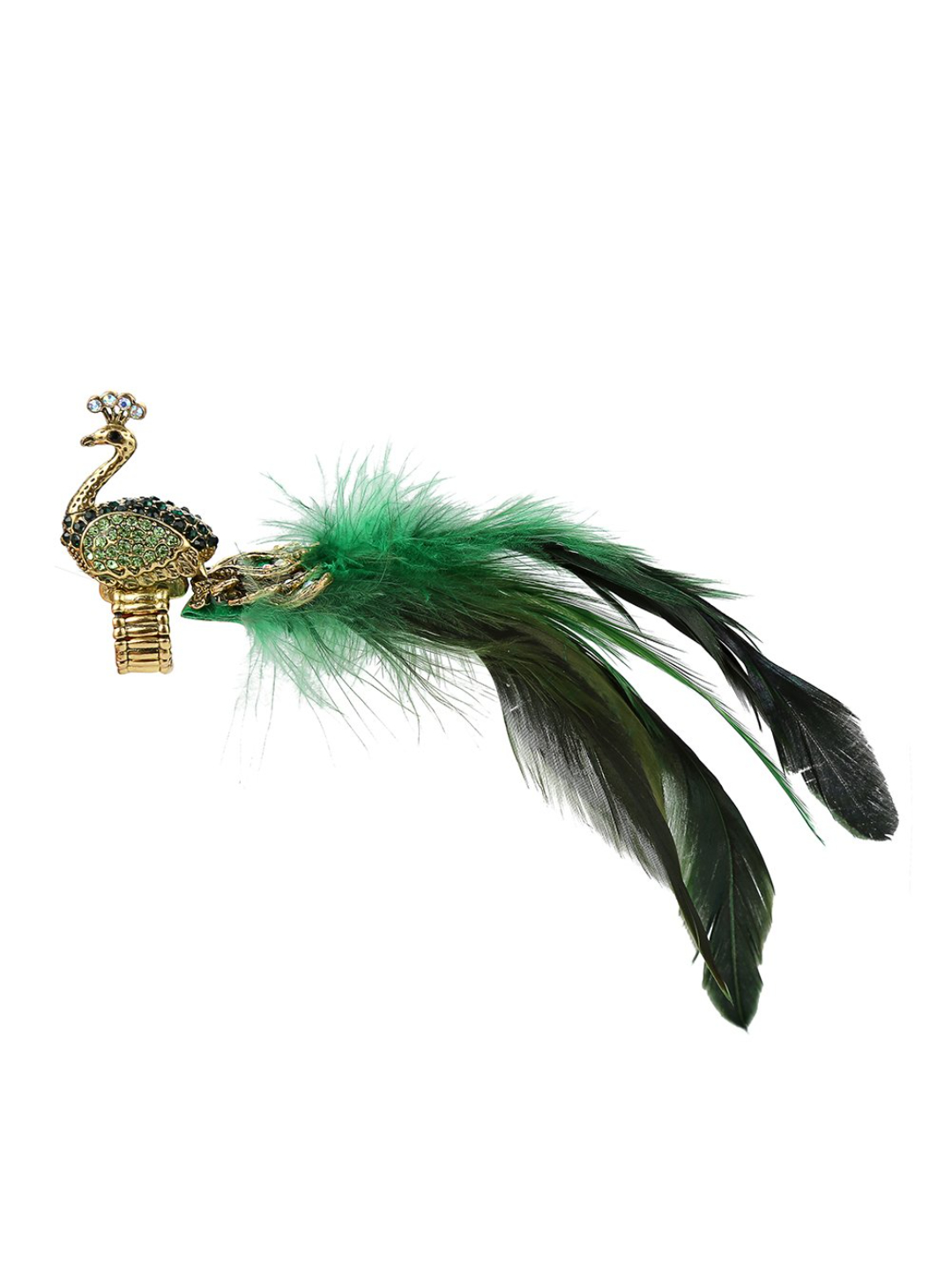 Valentine Gifts for Girls : YouBella Jewellery Designer Peacock Feather Adjustable Ring for Girls and Women (Green)