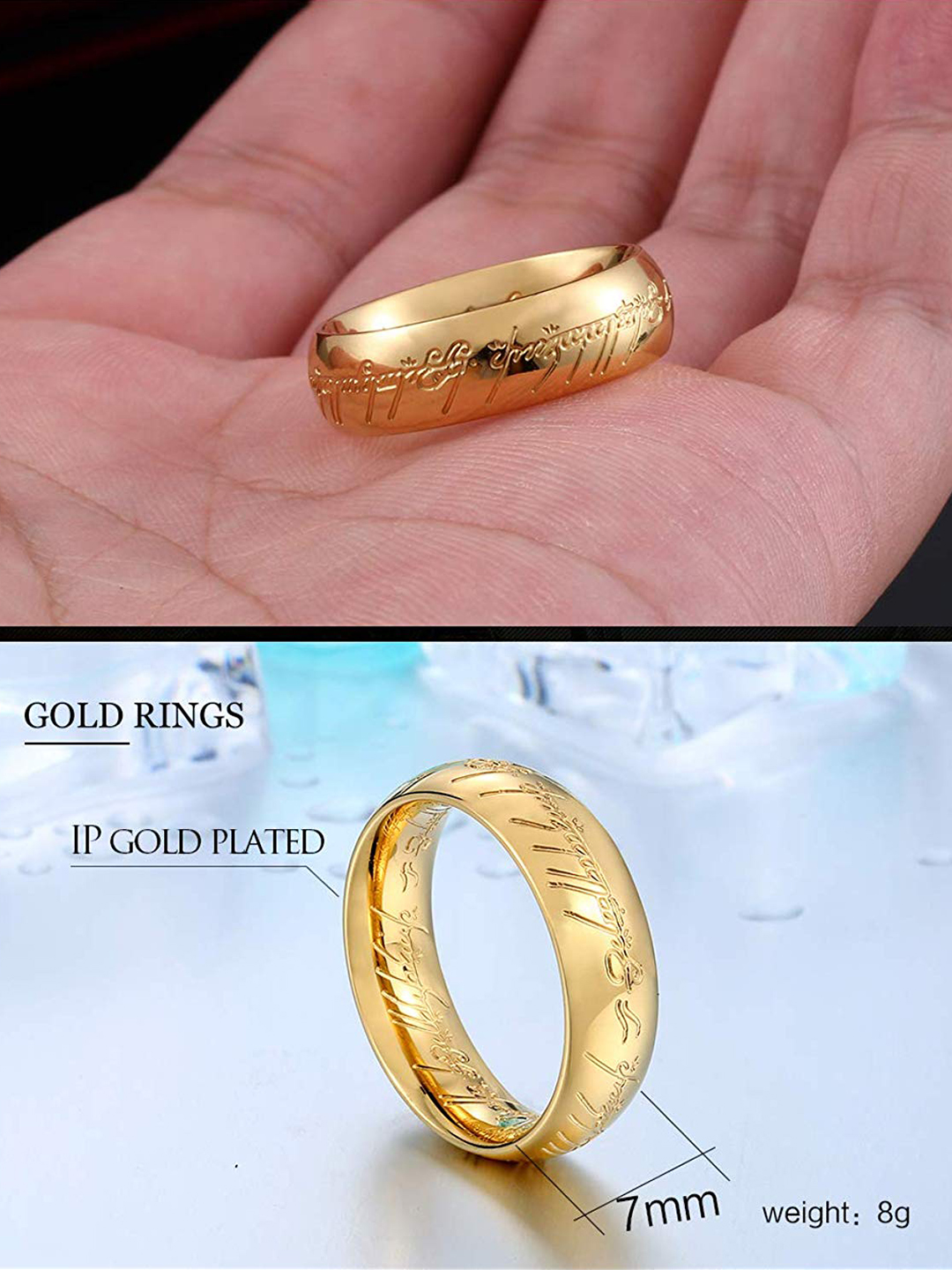 YouBella Jewellery 100% Stainless Steel 18K Gold Plated Ring for Boys and Men