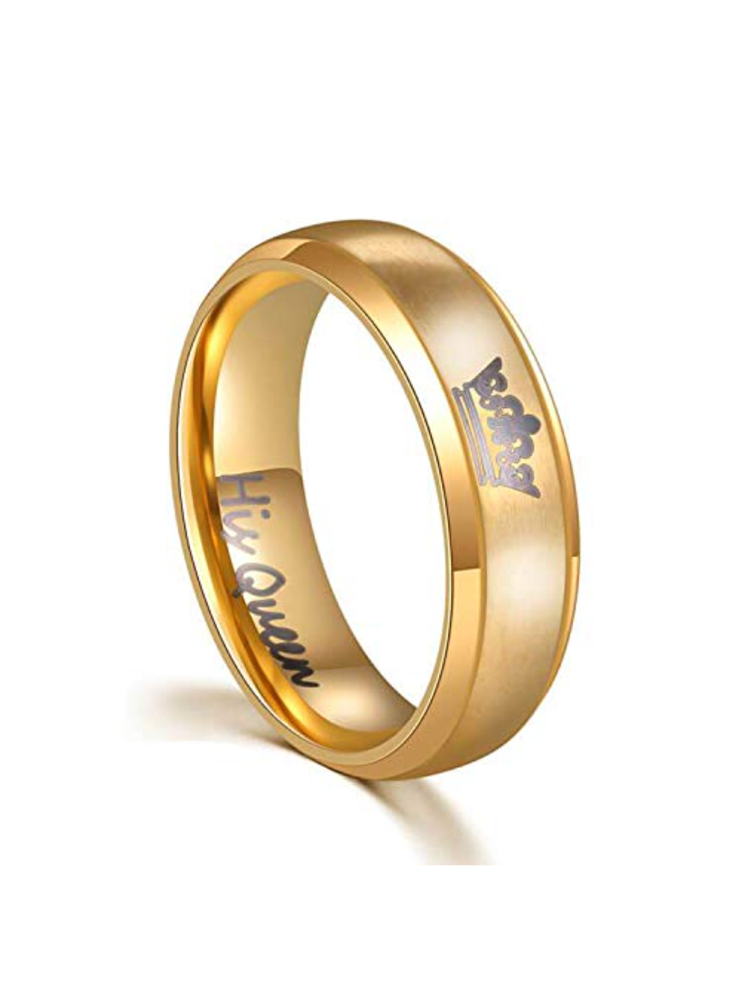 YouBella Jewellery His Queen Her King 100% Stainless Steel Never Fading Couple Rings for Girls/Women and Boys/Men (Gold-Black)