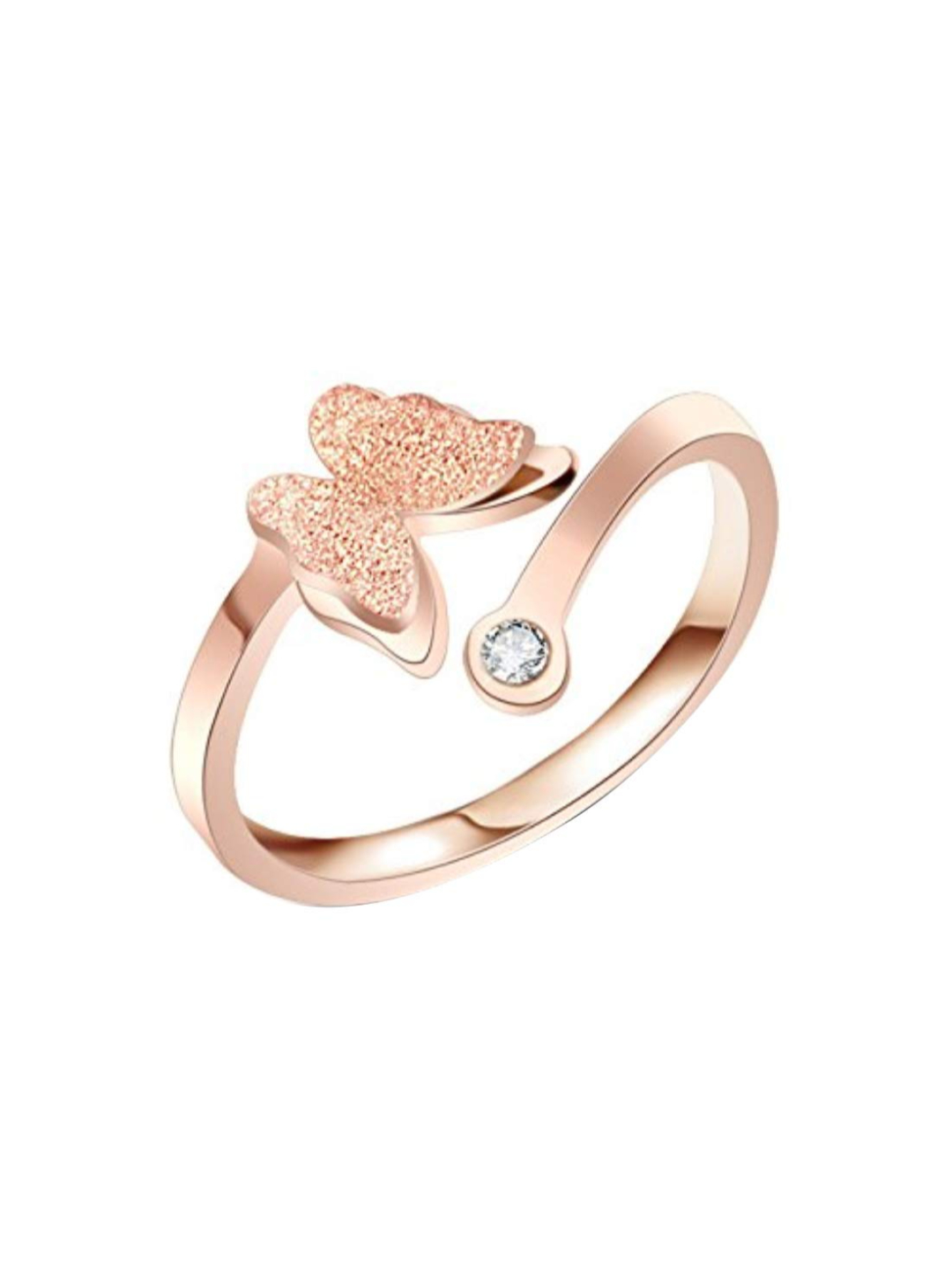 YouBella Jewellery Butterfly Rose Gold Plated Ring for Girls (Rose Gold) (YBRG_20049)