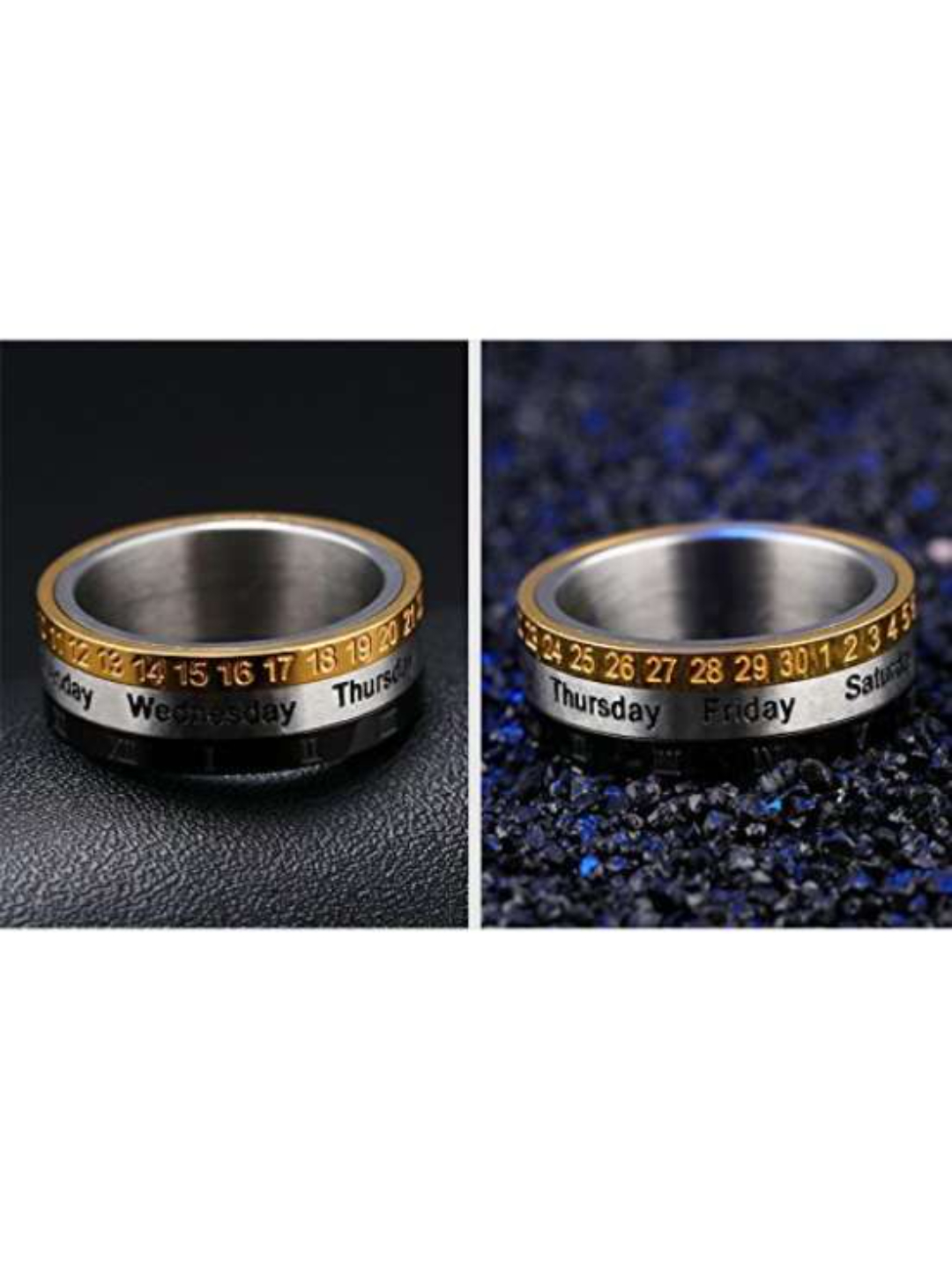 YouBella Silver Plated Stainless Steel Stylish Revolving Calendar Jewellery Ring for Boys (YBRG_20052)