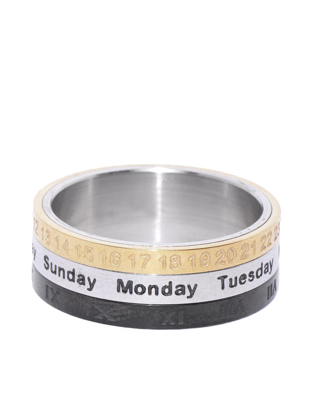 YouBella Unisex Silver-Toned  Gold-Toned Engraved Finger Ring