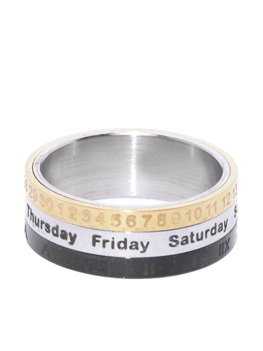 YouBella Unisex Silver-Toned  Gold-Toned Engraved Finger Ring