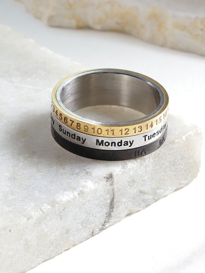 YouBella Unisex Silver-Toned  Gold-Toned Engraved Finger Ring