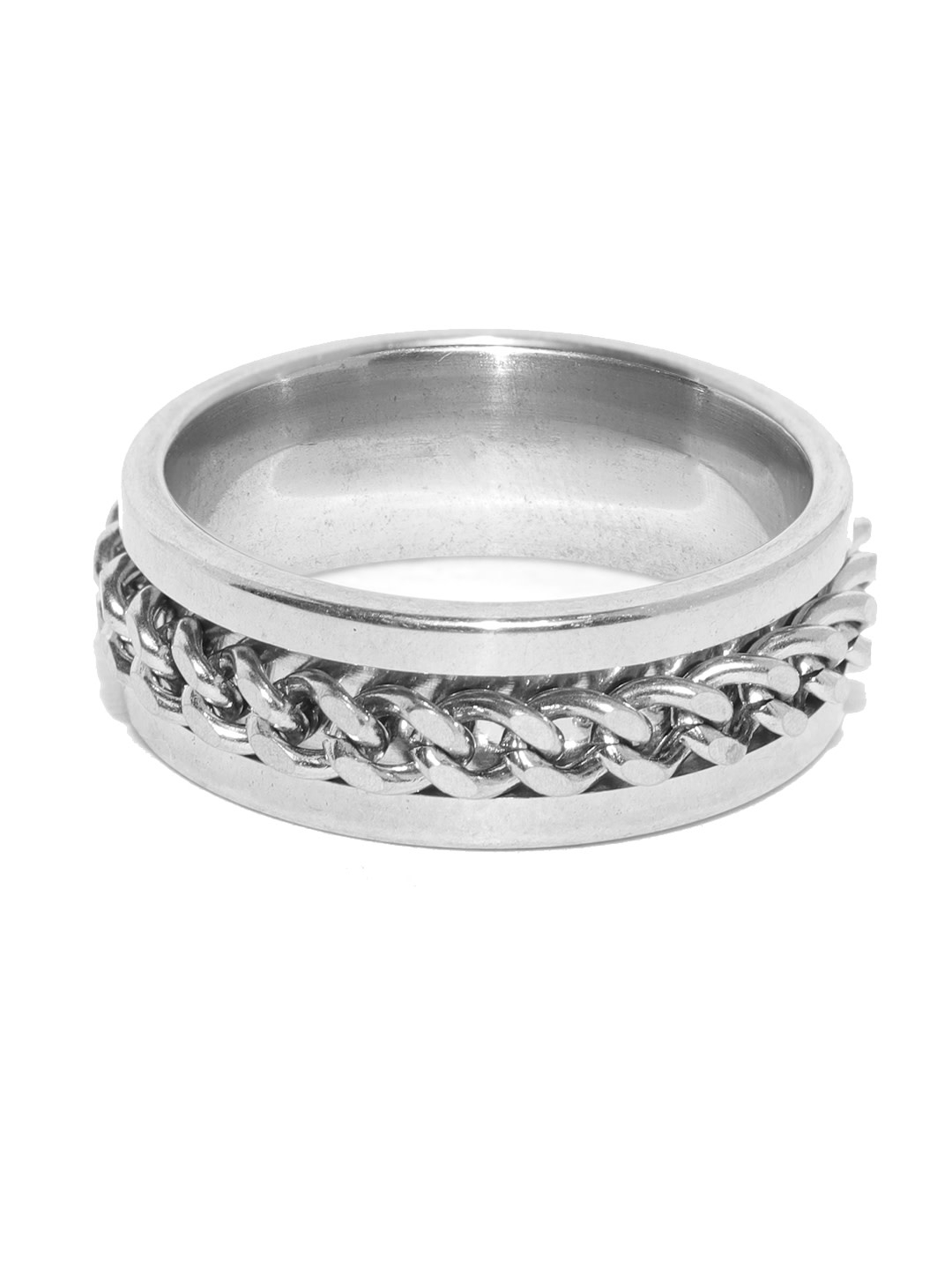 YouBella Men Silver-Toned Chain Detail Finger Ring