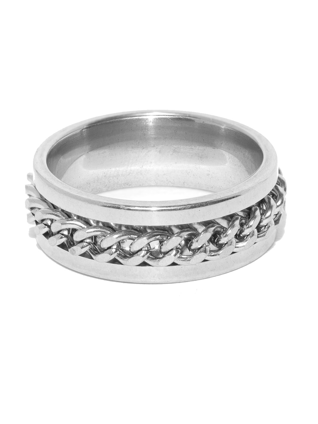 YouBella Men Silver-Toned Chain Detail Finger Ring