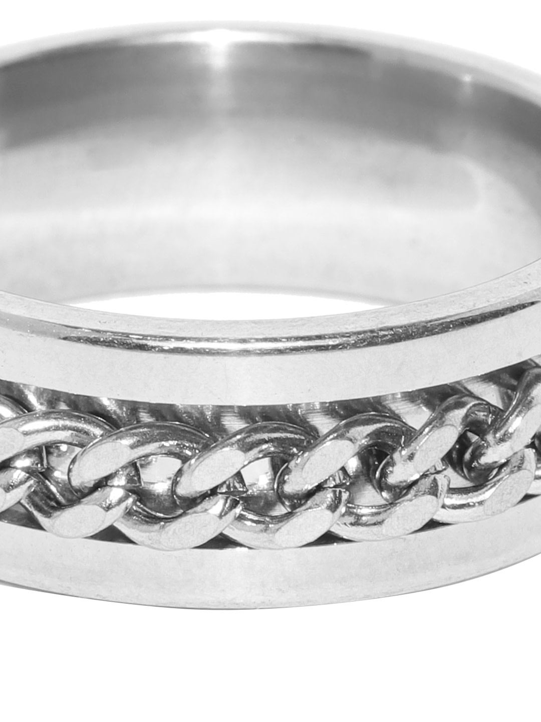 YouBella Men Silver-Toned Chain Detail Finger Ring