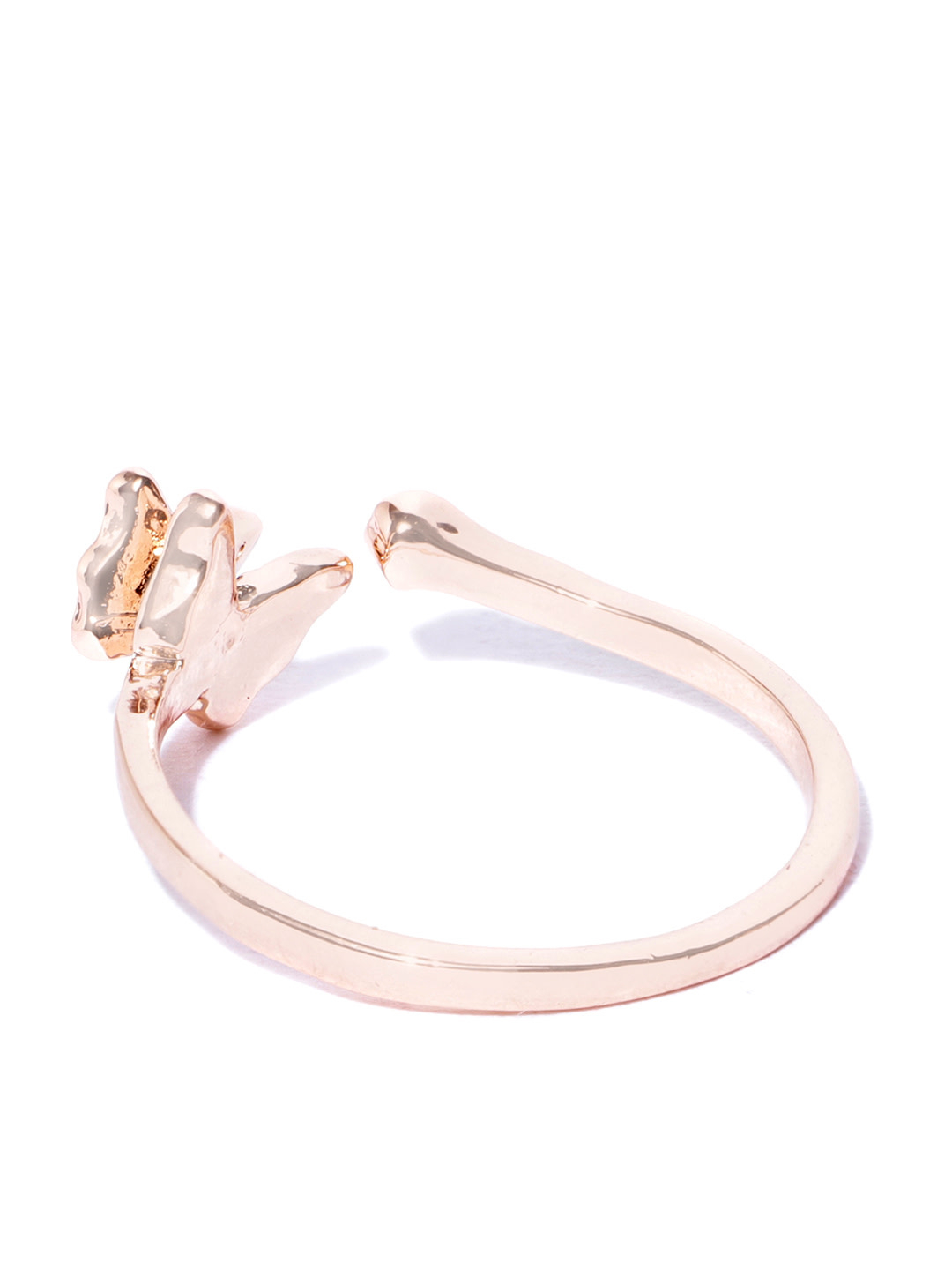 YouBella Women Rose Gold-Plated Stone-Studded Adjustable Finger Ring