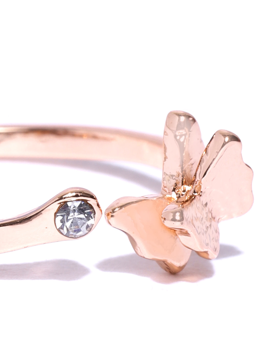 YouBella Women Rose Gold-Plated Stone-Studded Adjustable Finger Ring