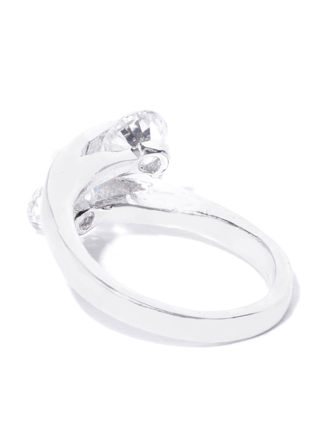 YouBella Women Silver-Plated Stone-Studded Adjustable Finger Ring