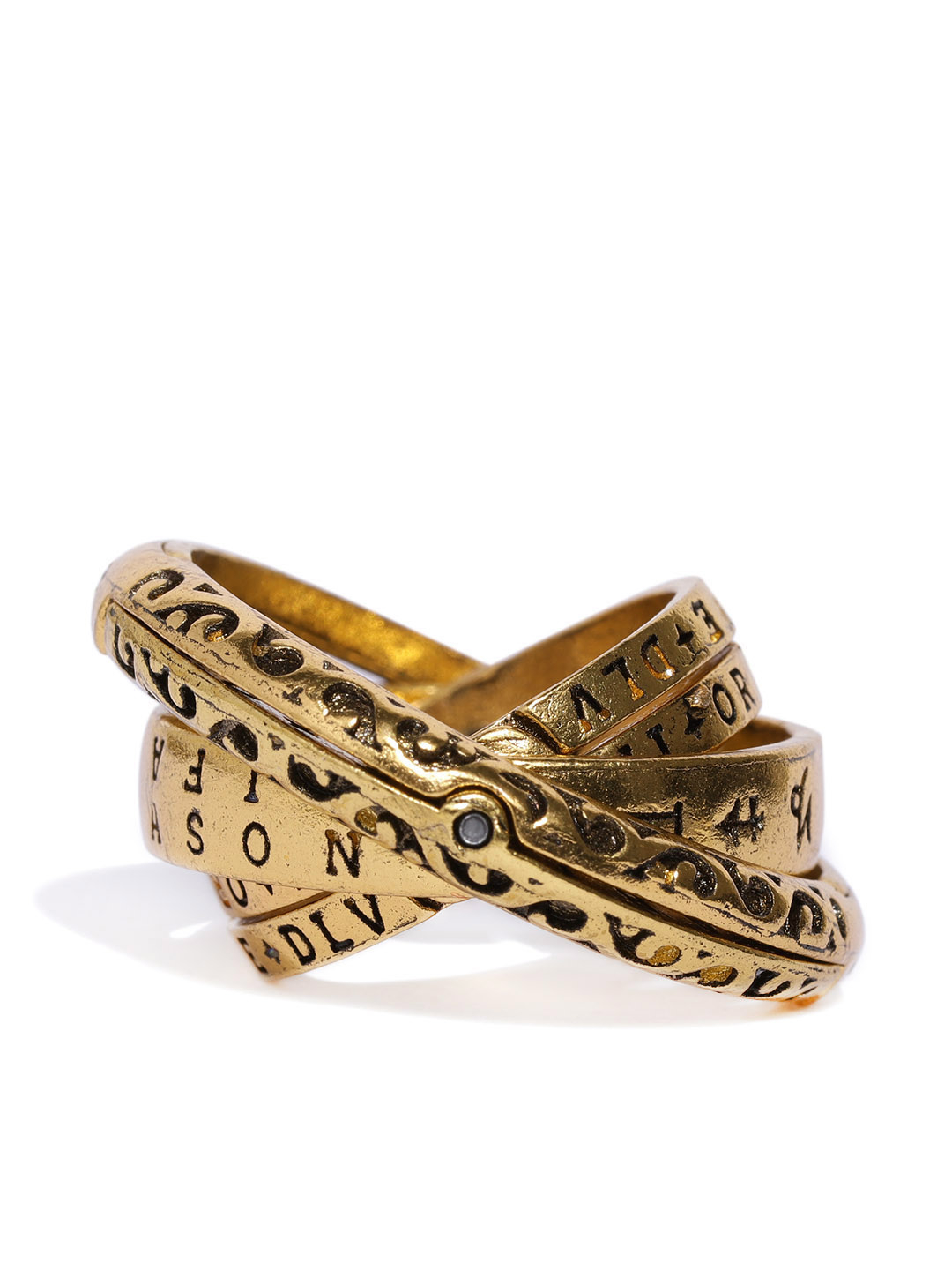 YouBella Gold Plated Textured Spinning Finger Ring