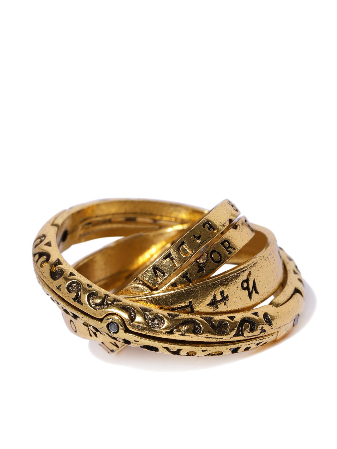 YouBella Gold Plated Textured Spinning Finger Ring