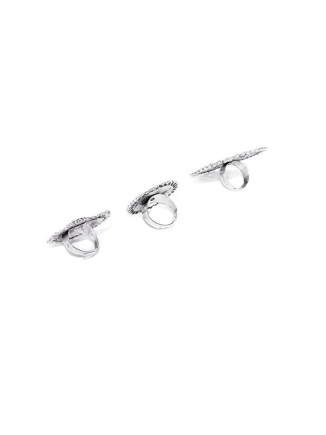 YouBella Set of 3 Oxidised Silver-Plated Afgan Adjustable Finger Rings