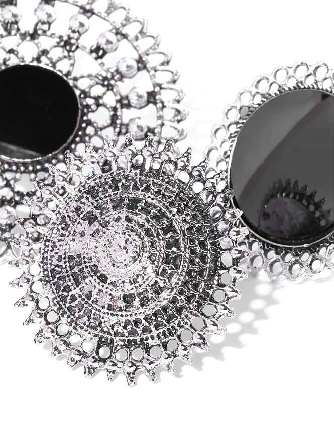 YouBella Set of 3 Oxidised Silver-Plated Afgan Adjustable Finger Rings