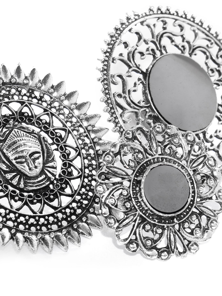 YouBella Set of 3 Oxidised Silver-Plated Afgan Adjustable Finger Rings
