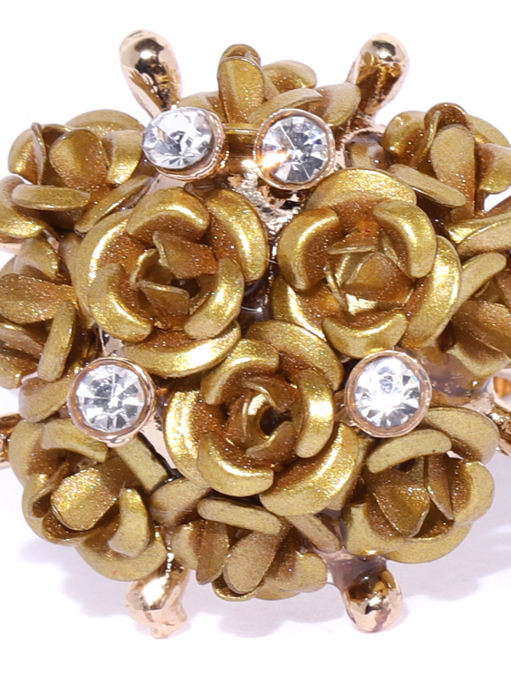 YouBella Gold-Plated Stone-Studded Floral Adjustable Finger Ring