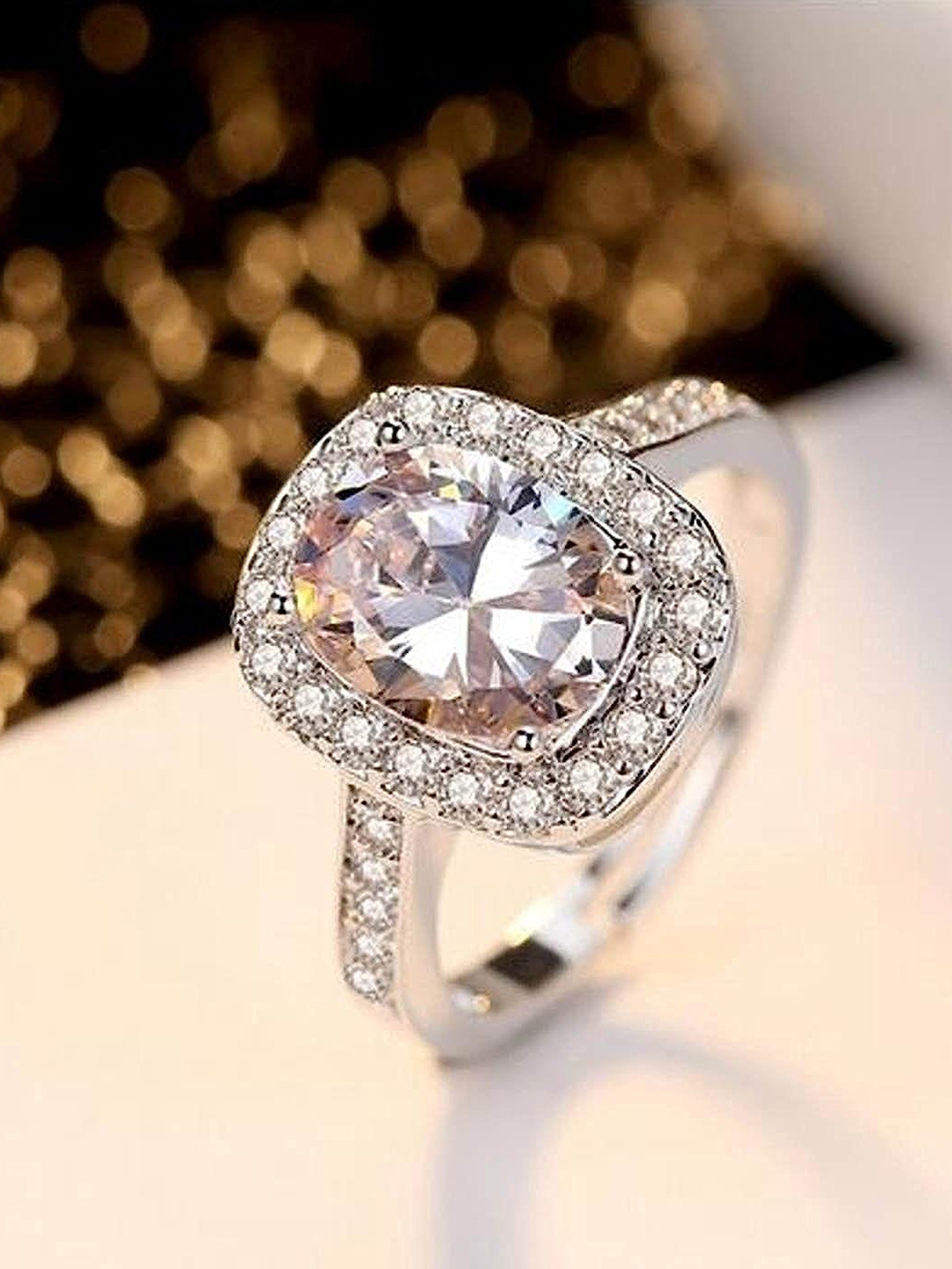 YouBella Valentine Gifts Rose Box with Crystal Ring Silver Plated Ring for Men (Silver and Red) (YBRG_20082)