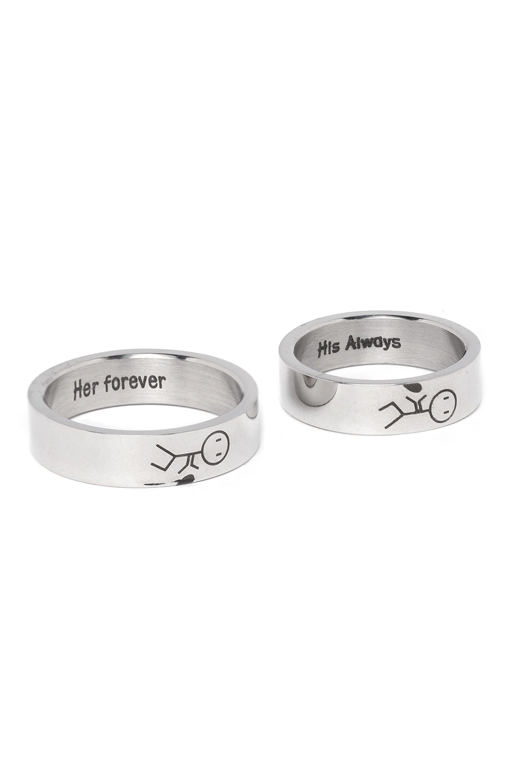 YouBella Set of 2 Silver-Plated Engraved Couple Rings