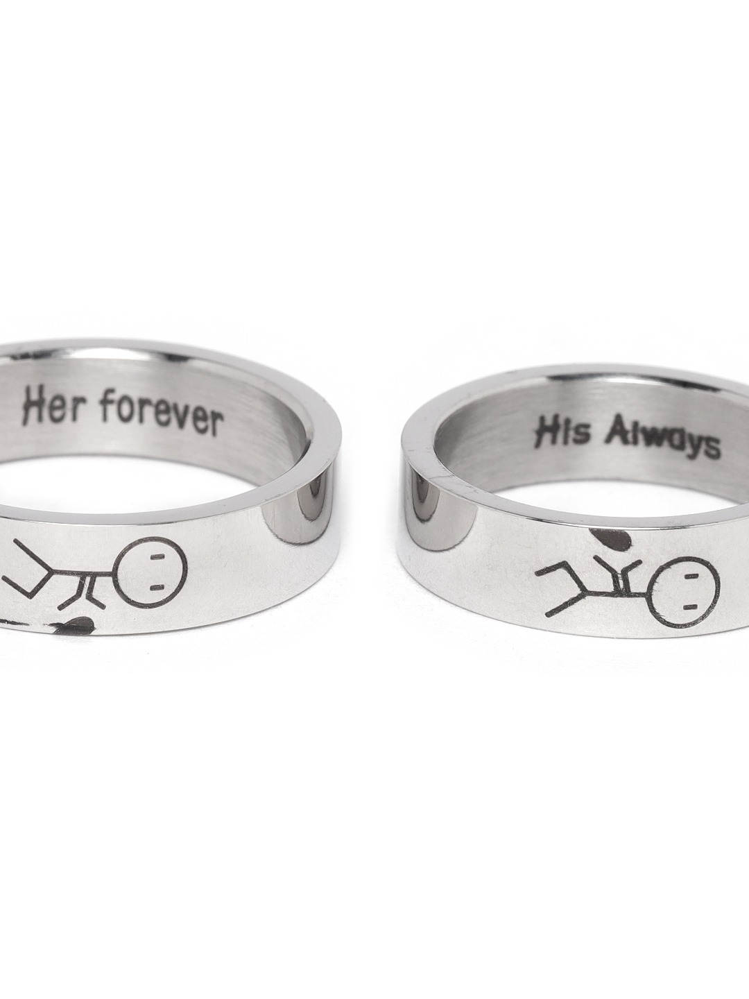 YouBella Set of 2 Silver-Plated Engraved Couple Rings