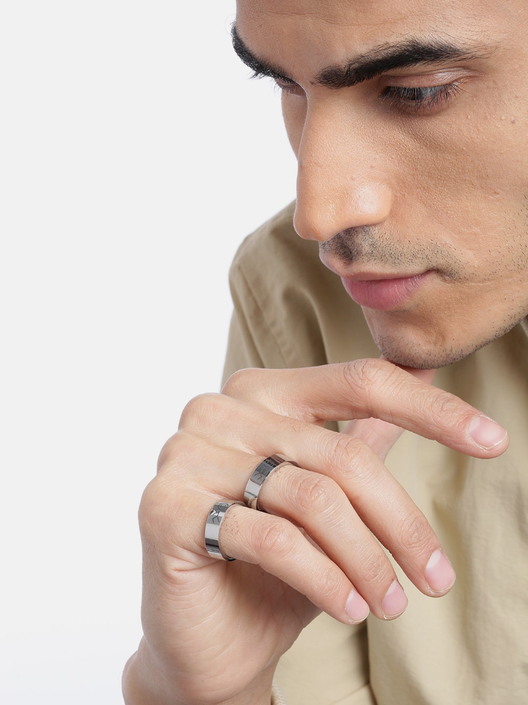 YouBella Set of 2 Silver-Plated Engraved Couple Rings