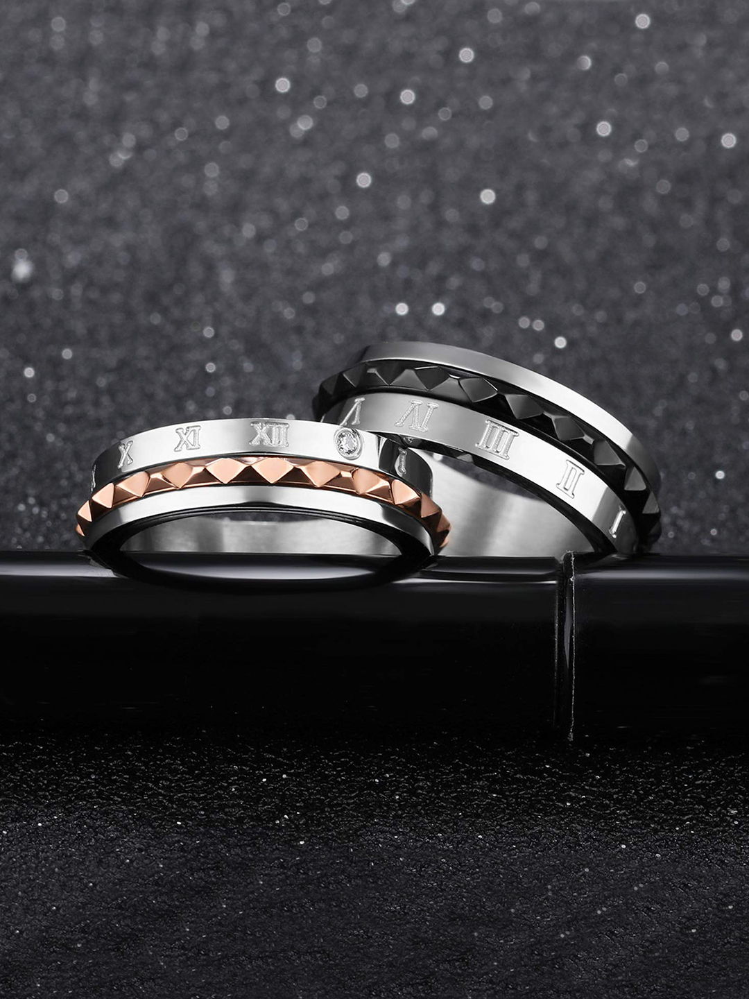 Valentine Gifts for Girlfriend/Wife : YouBella Jewellery 100% Stainless Steel Never Fading Couple Rings for Girls/Women/Boys/Men