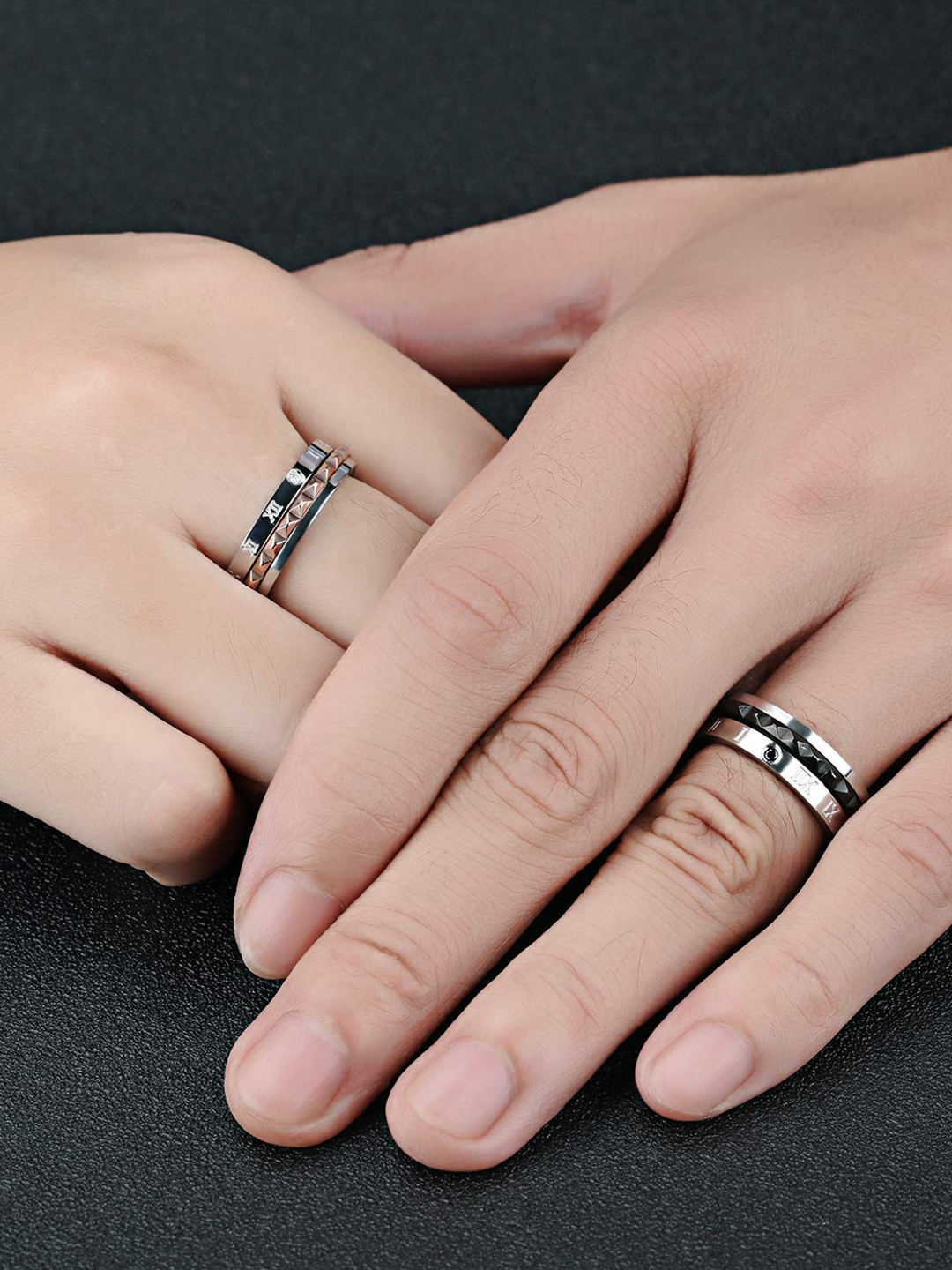 Valentine Gifts for Girlfriend/Wife : YouBella Jewellery 100% Stainless Steel Never Fading Couple Rings for Girls/Women/Boys/Men