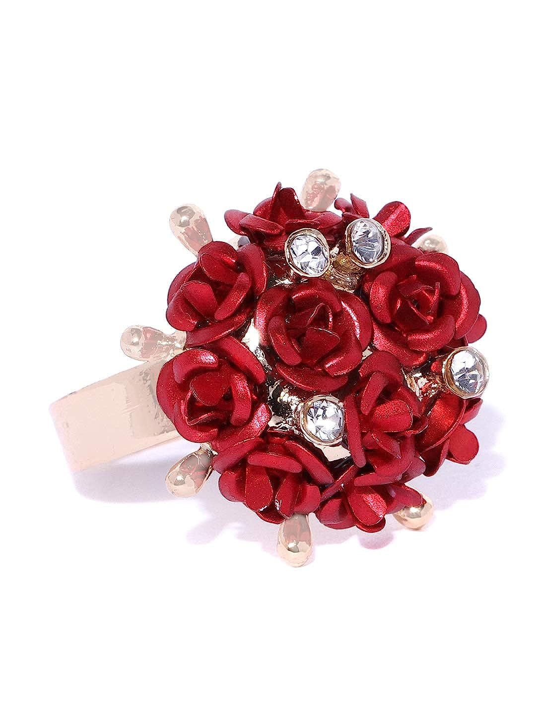 Valentine Gifts for Girlfriend/Wife : YouBella Jewellery Stylish Love Rose Ring for Women/Girls (Red)