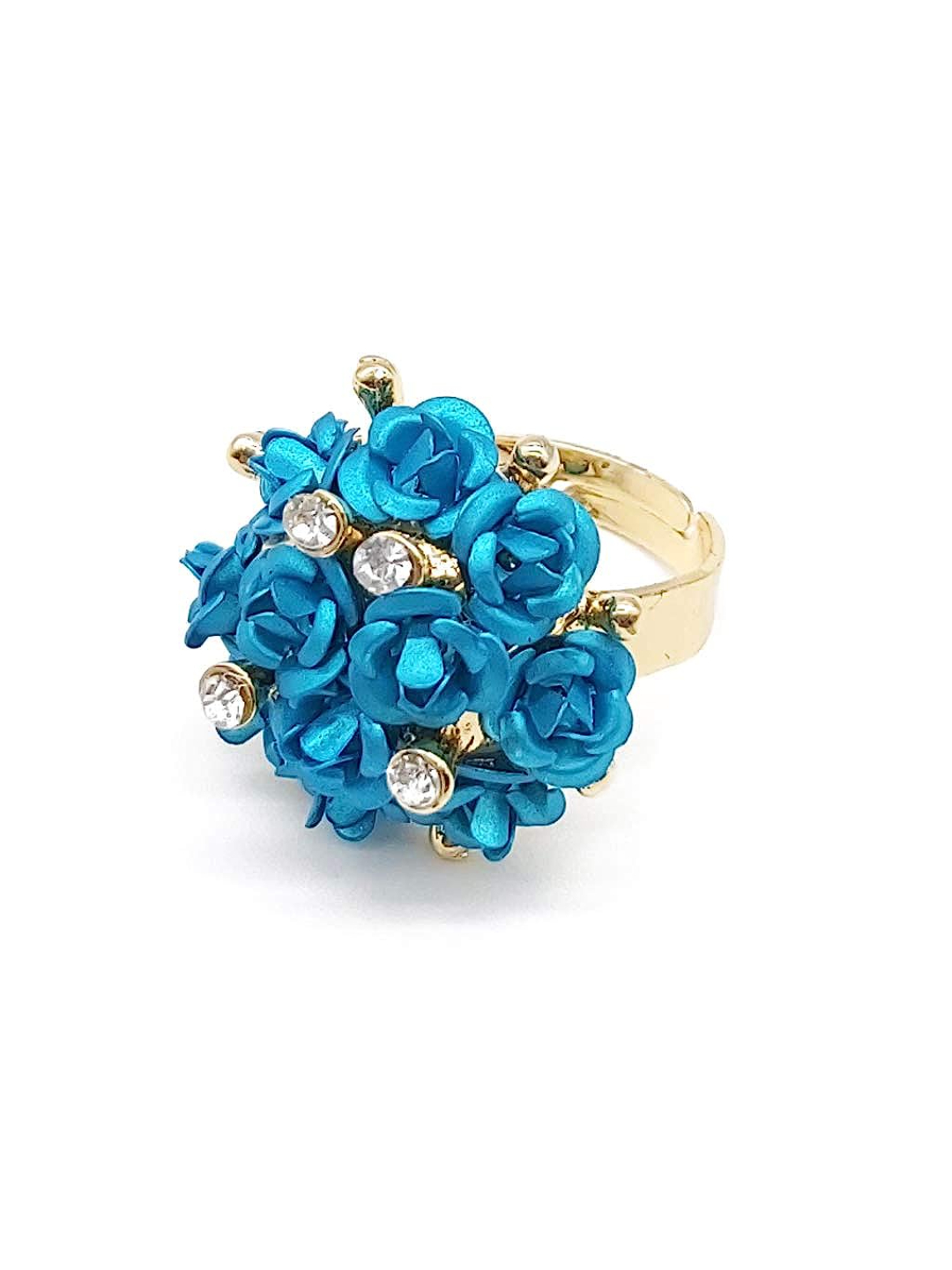 Valentine Gifts for Girlfriend/Wife : YouBella Jewellery Stylish Love Rose Ring for Women/Girls (Blue)