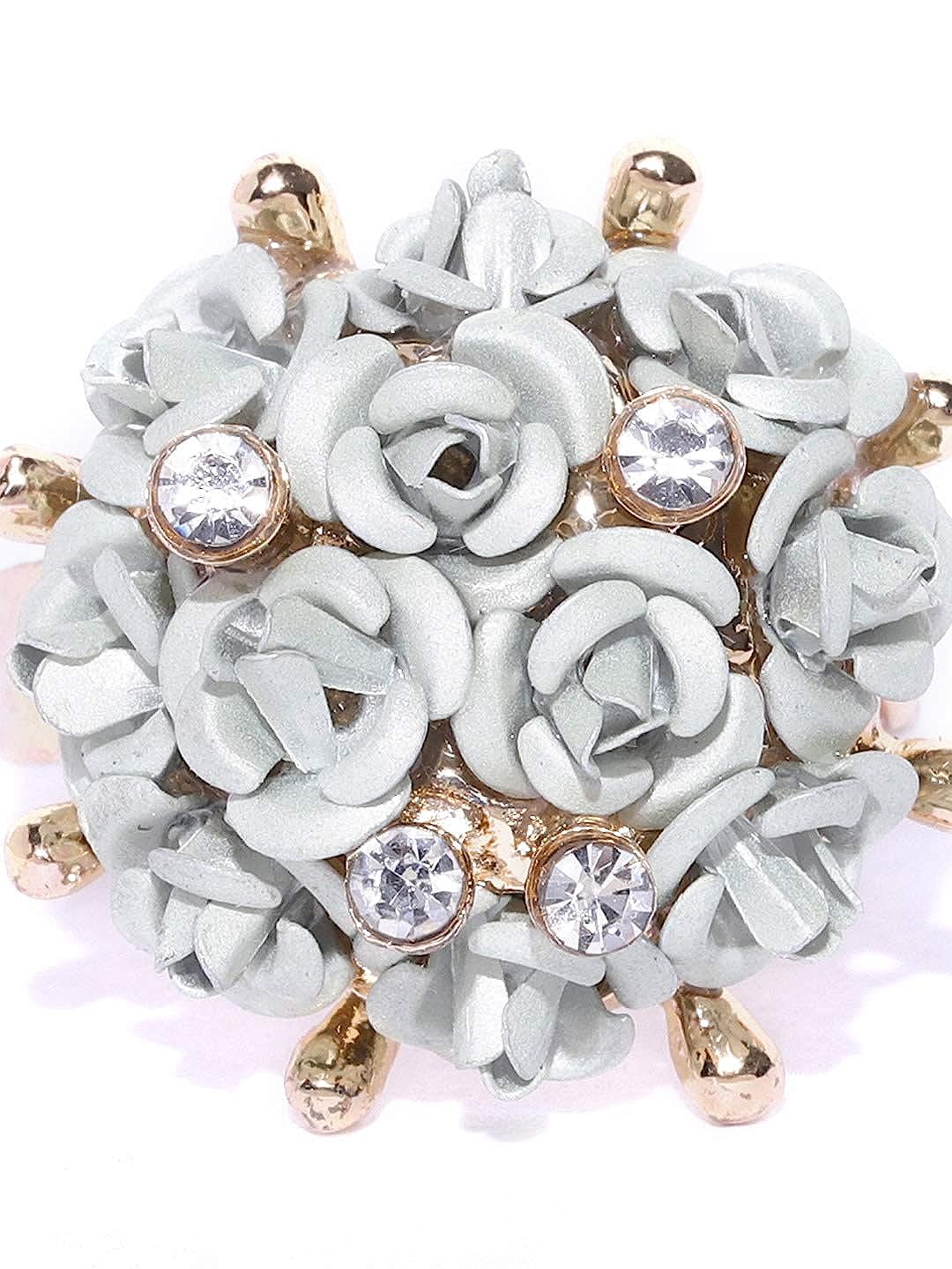 Valentine Gifts for Girlfriend/Wife : YouBella Jewellery Stylish Love Rose Ring for Women/Girls (Silver)