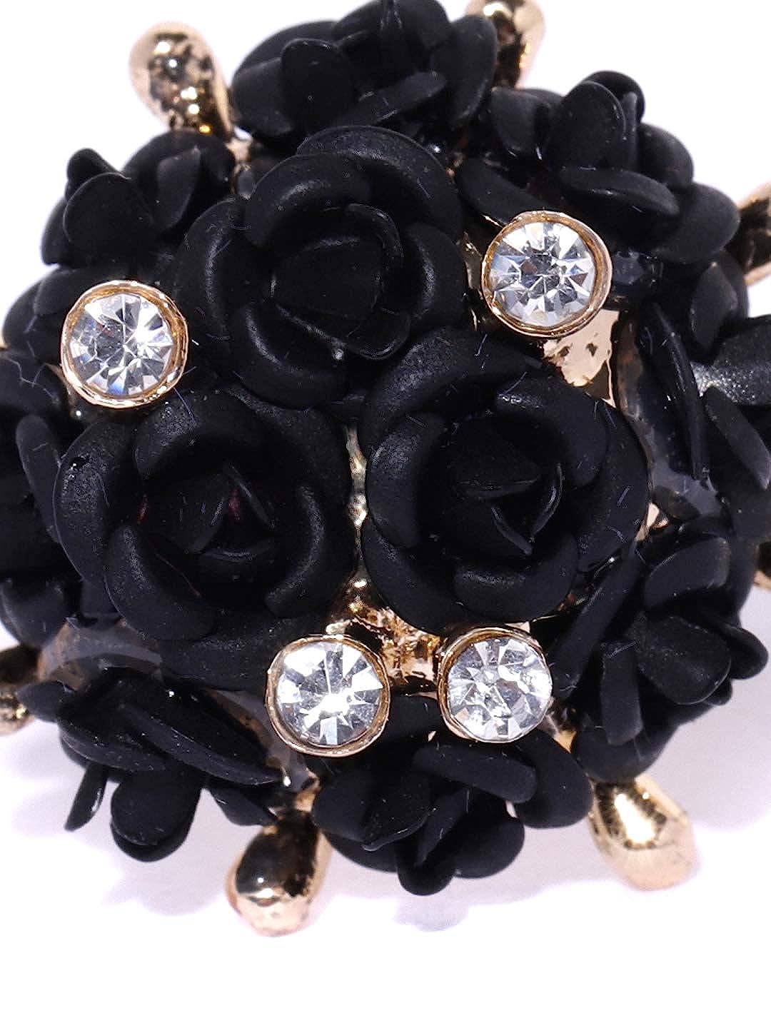 Valentine Gifts for Girlfriend/Wife : YouBella Jewellery Stylish Love Rose Ring for Women/Girls (Black)