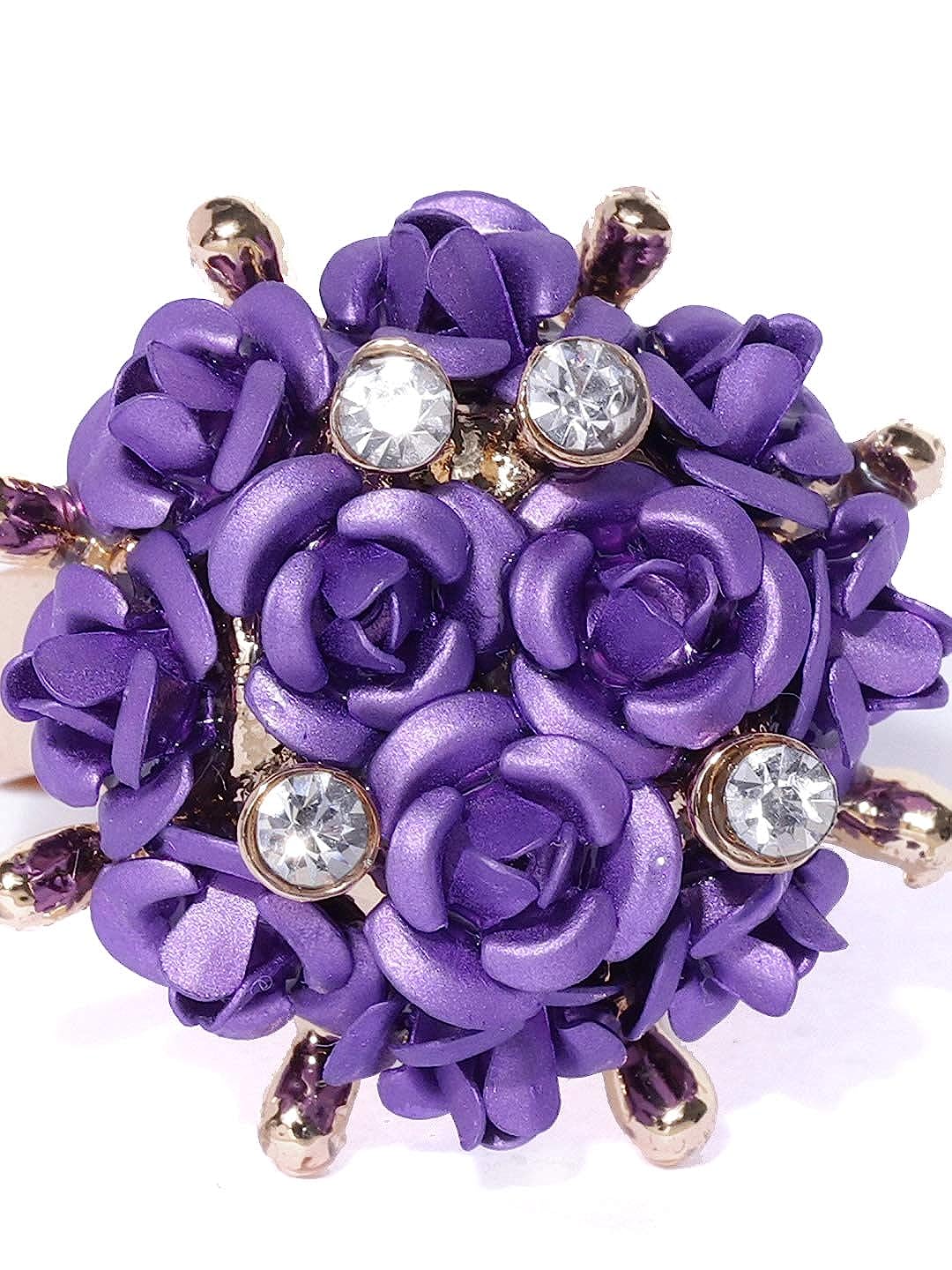Valentine Gifts for Girlfriend/Wife : YouBella Jewellery Stylish Love Rose Ring for Women/Girls (Purple)
