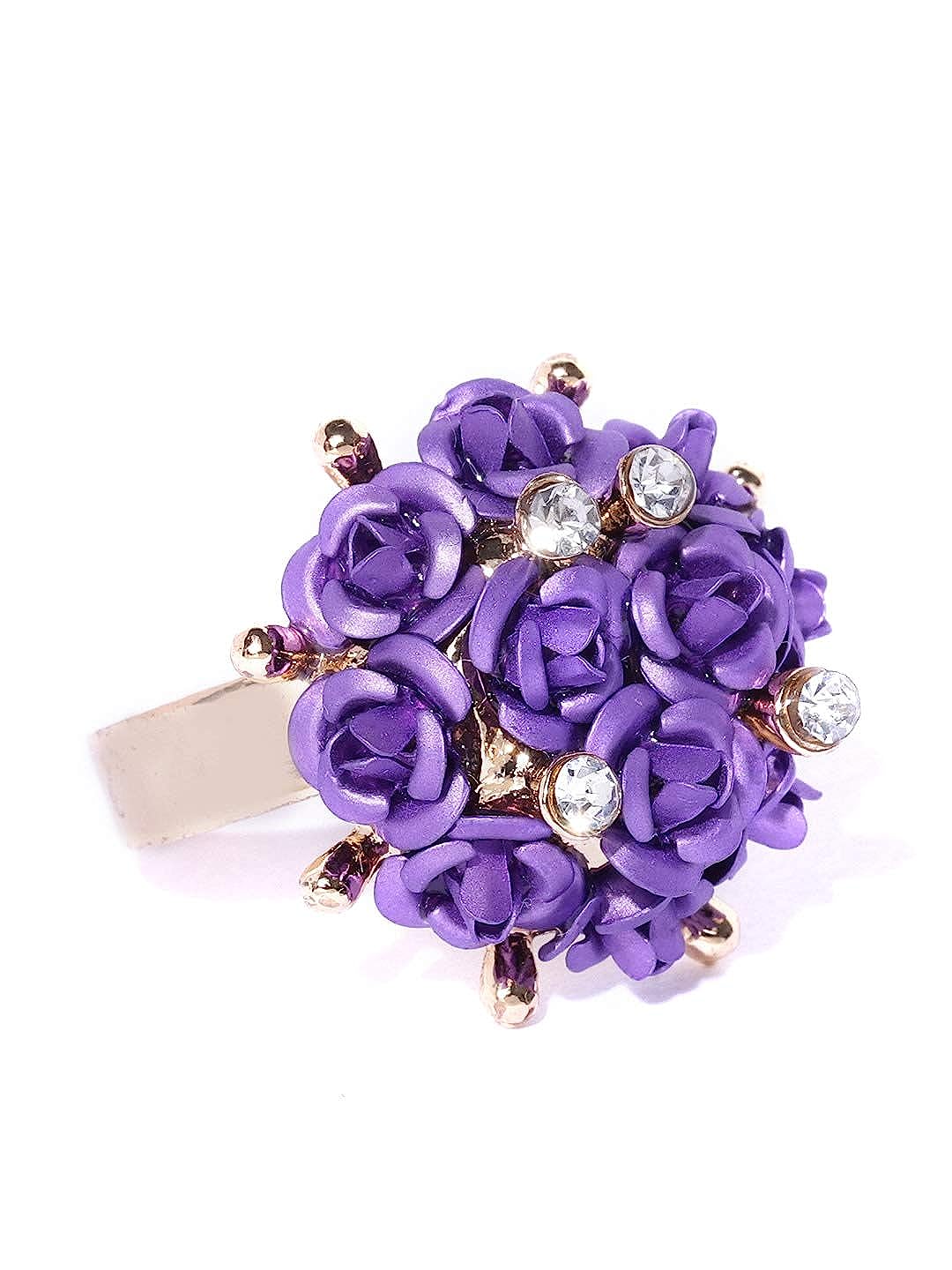 Valentine Gifts for Girlfriend/Wife : YouBella Jewellery Stylish Love Rose Ring for Women/Girls (Purple)