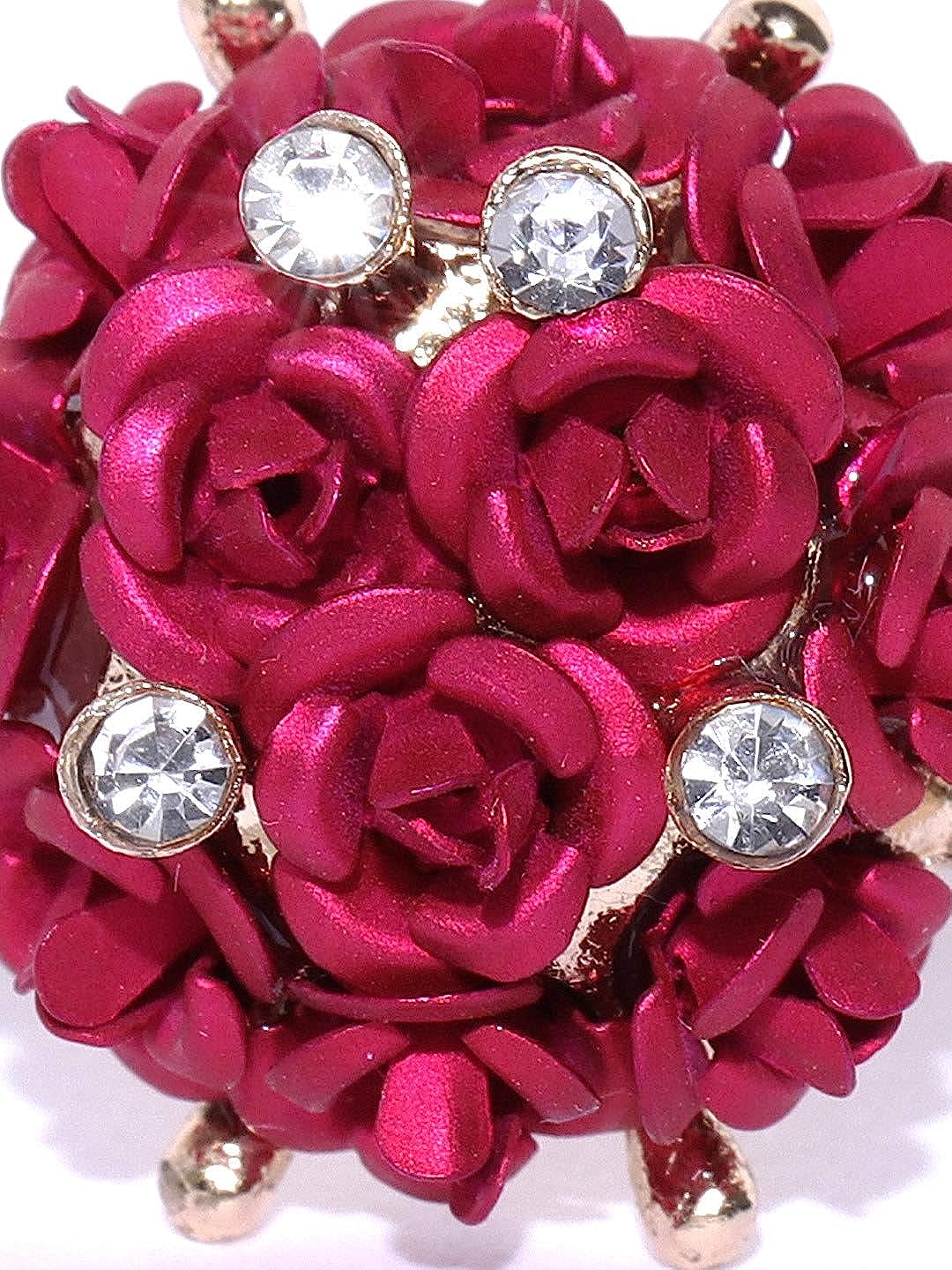 Valentine Gifts for Girlfriend/Wife : YouBella Jewellery Stylish Love Rose Ring for Women/Girls (Pink)