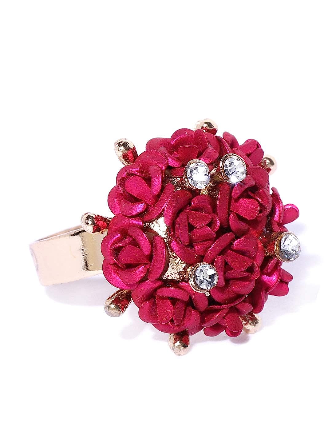 Valentine Gifts for Girlfriend/Wife : YouBella Jewellery Stylish Love Rose Ring for Women/Girls (Pink)