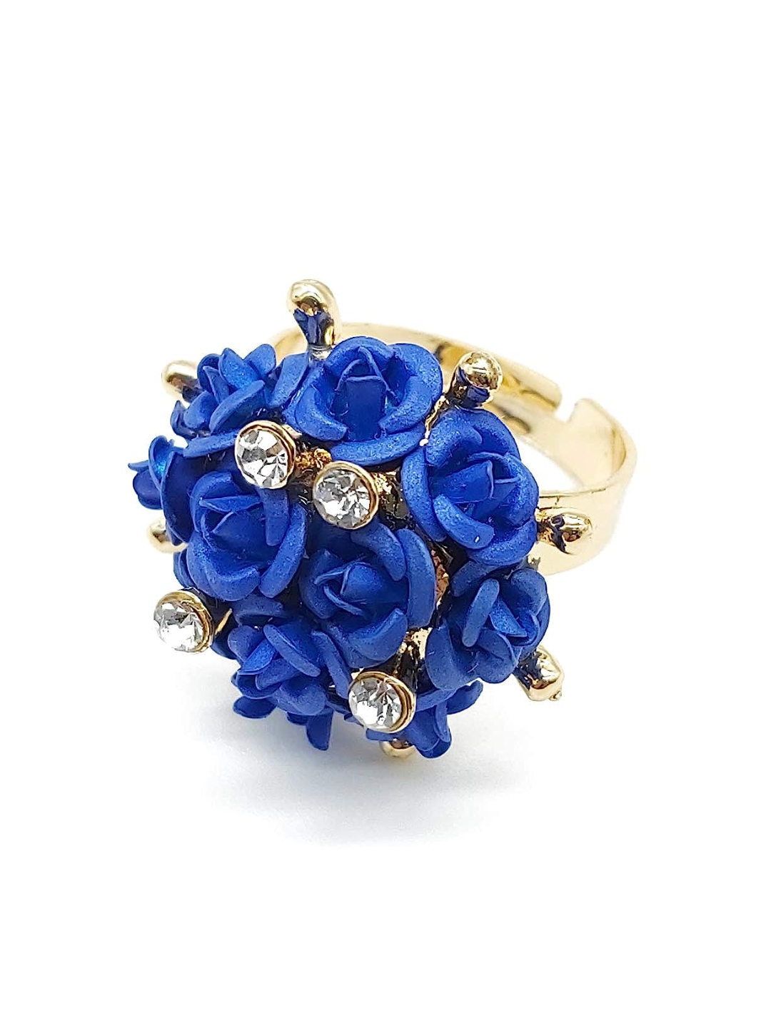 Valentine Gifts for Girlfriend/Wife : YouBella Jewellery Stylish Love Rose Ring for Women/Girls (Dark Blue)