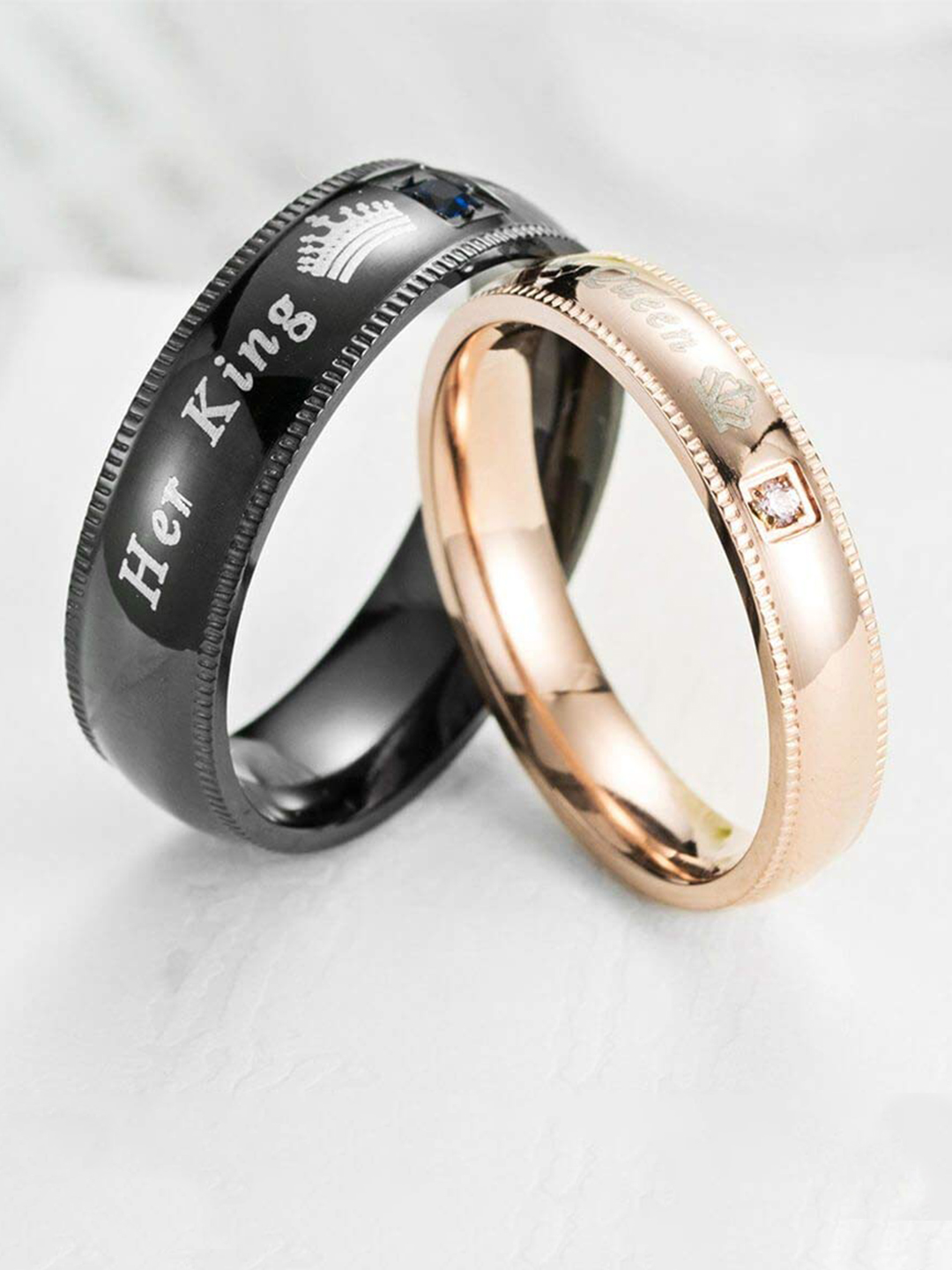 Valentine Gifts for Girls/Women : YouBella Jewellery 100% Stainless Steel Never Fading Couple Rings for Girls/Women/Boys/Men