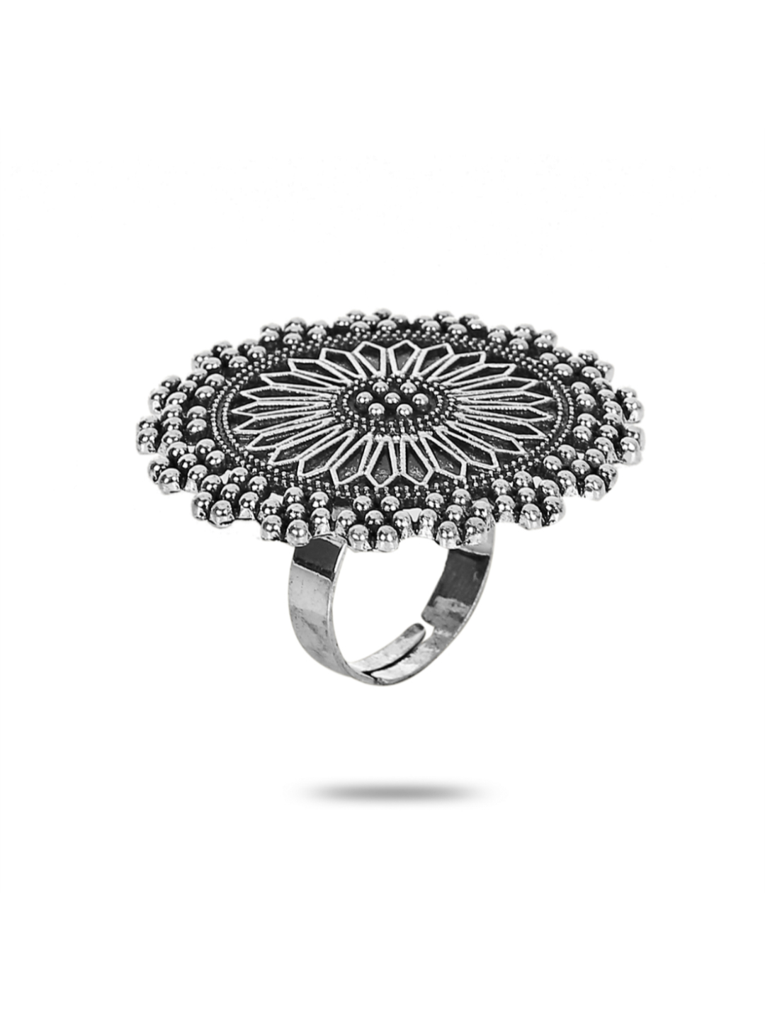 YouBella Oxidized Silver Plated Afghani Rings for Women and Girls (Adjustable Size, Combo of 3 , Style 1)